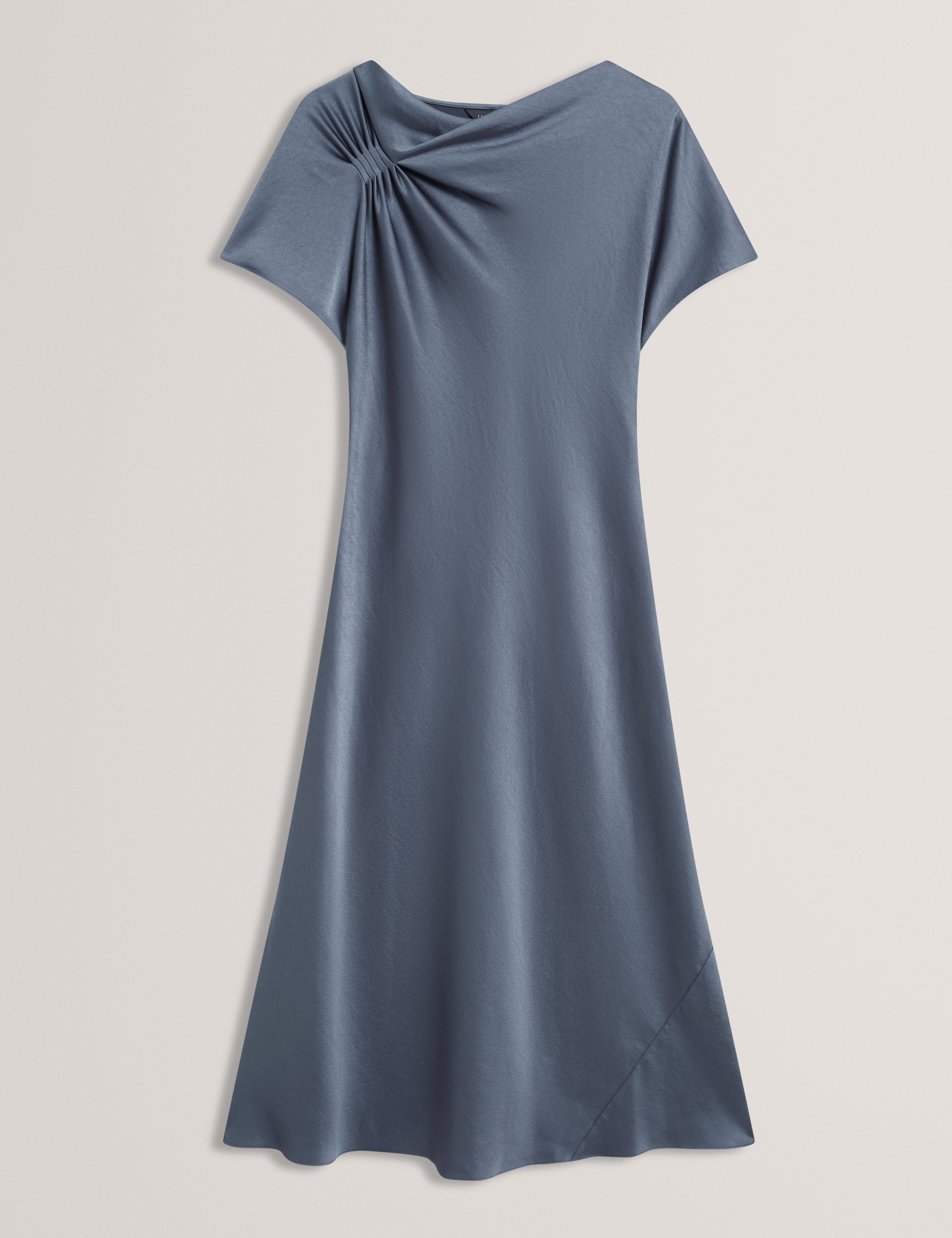 Dascha Draped Neck Bias Midi Dress Grey