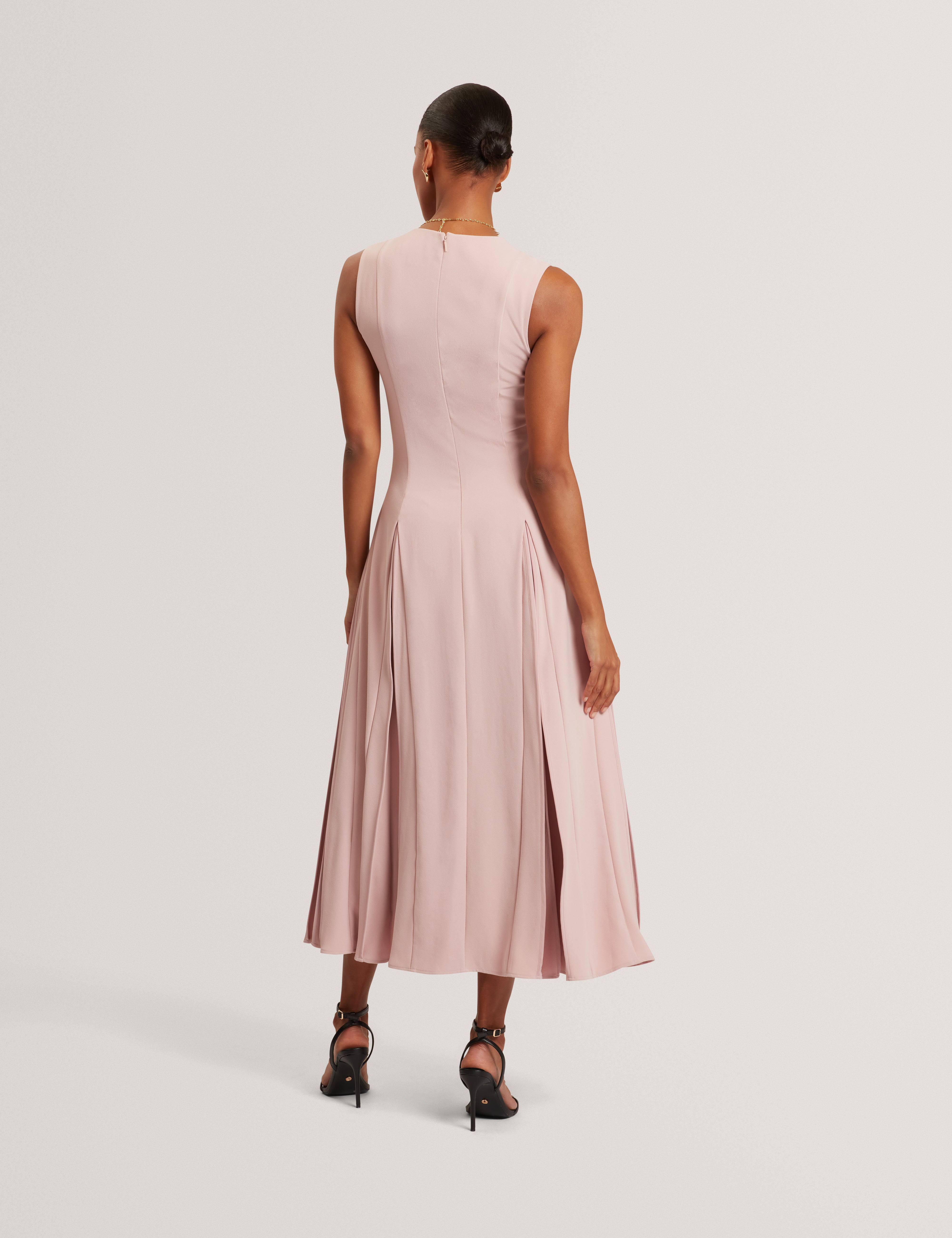 Carneli Midi Dress With Pleat Detail Dusky-Pink