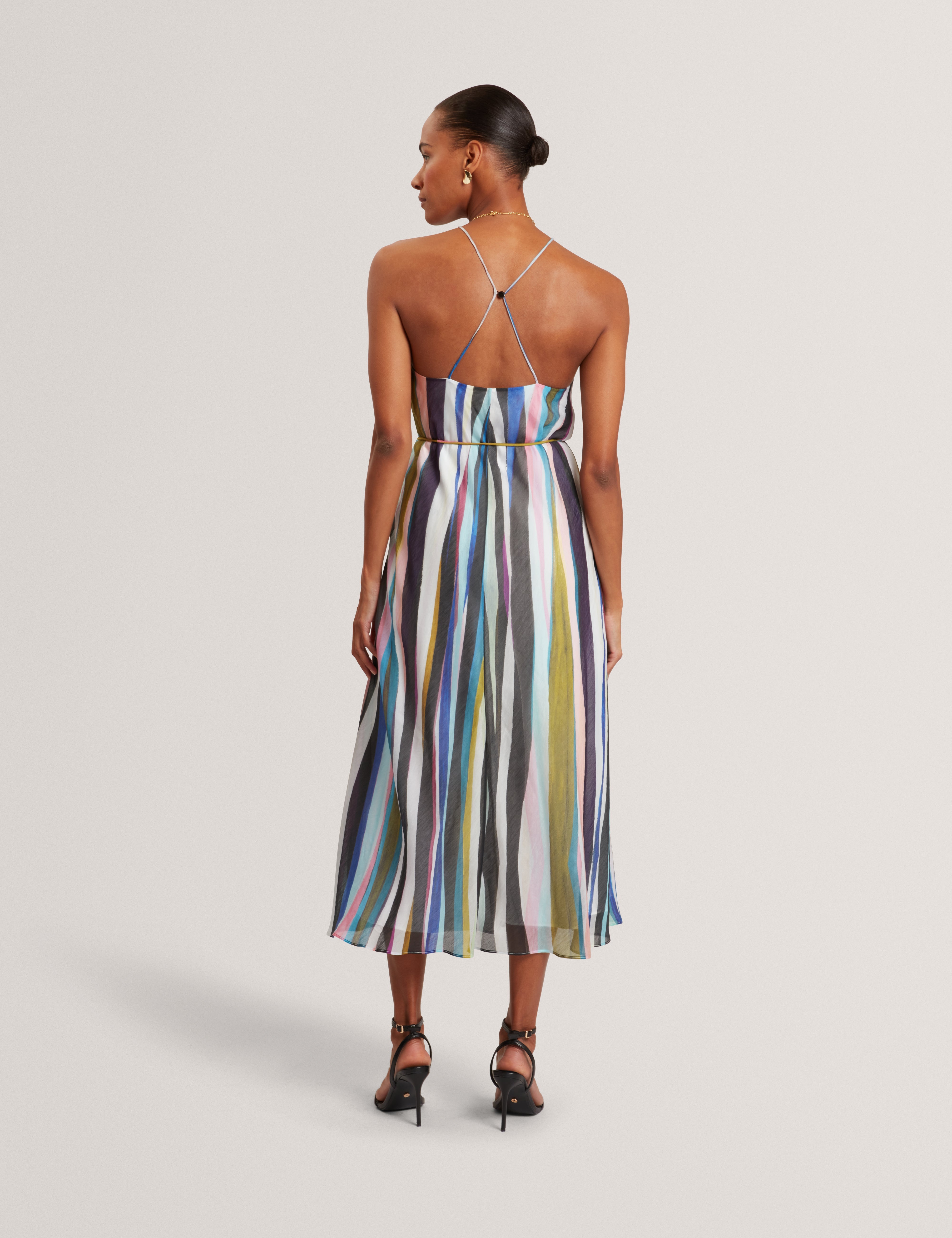 Azurra Printed Halter Neck Maxi Dress Black