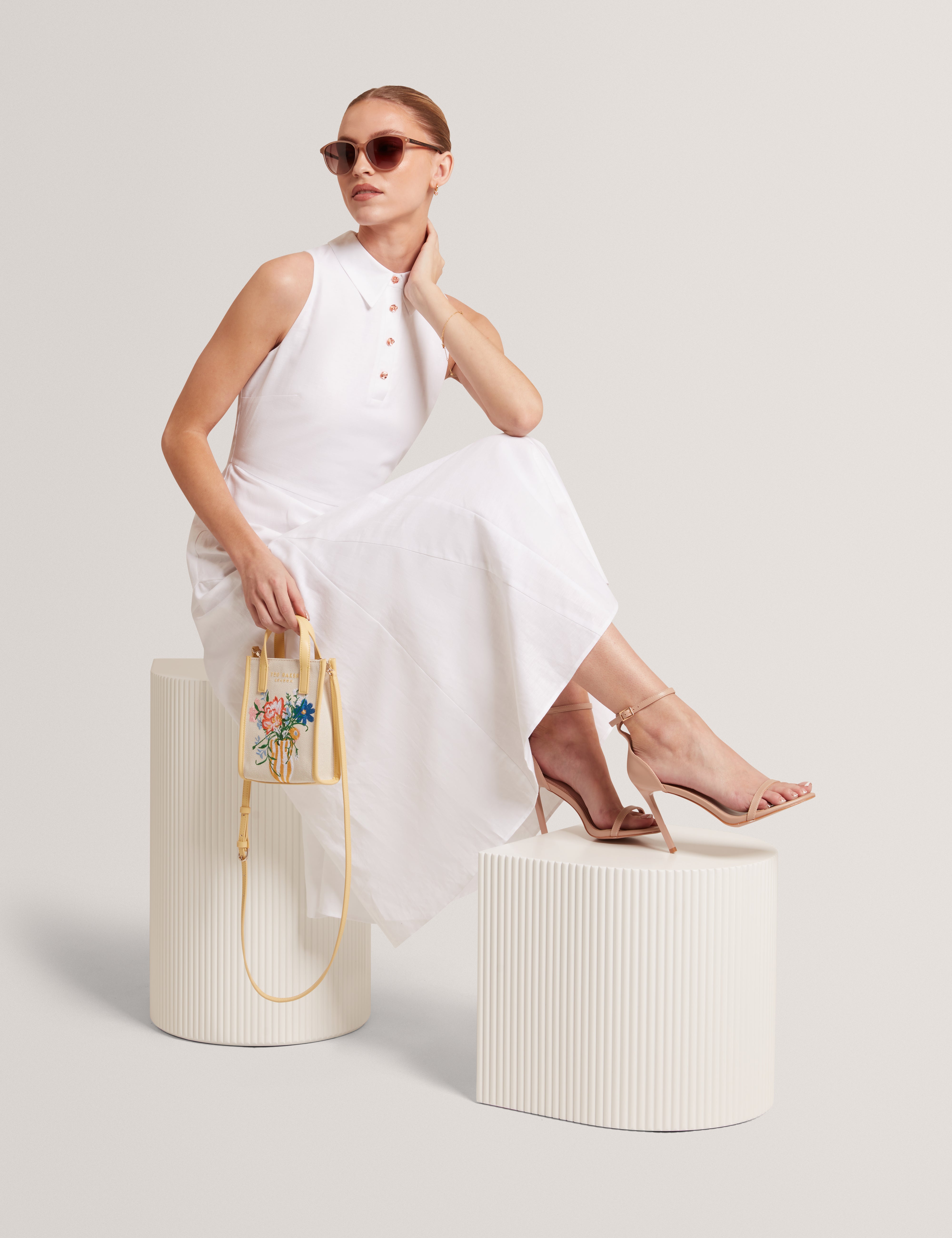 Meeha Sleeveless Midi Polo Dress Ivory