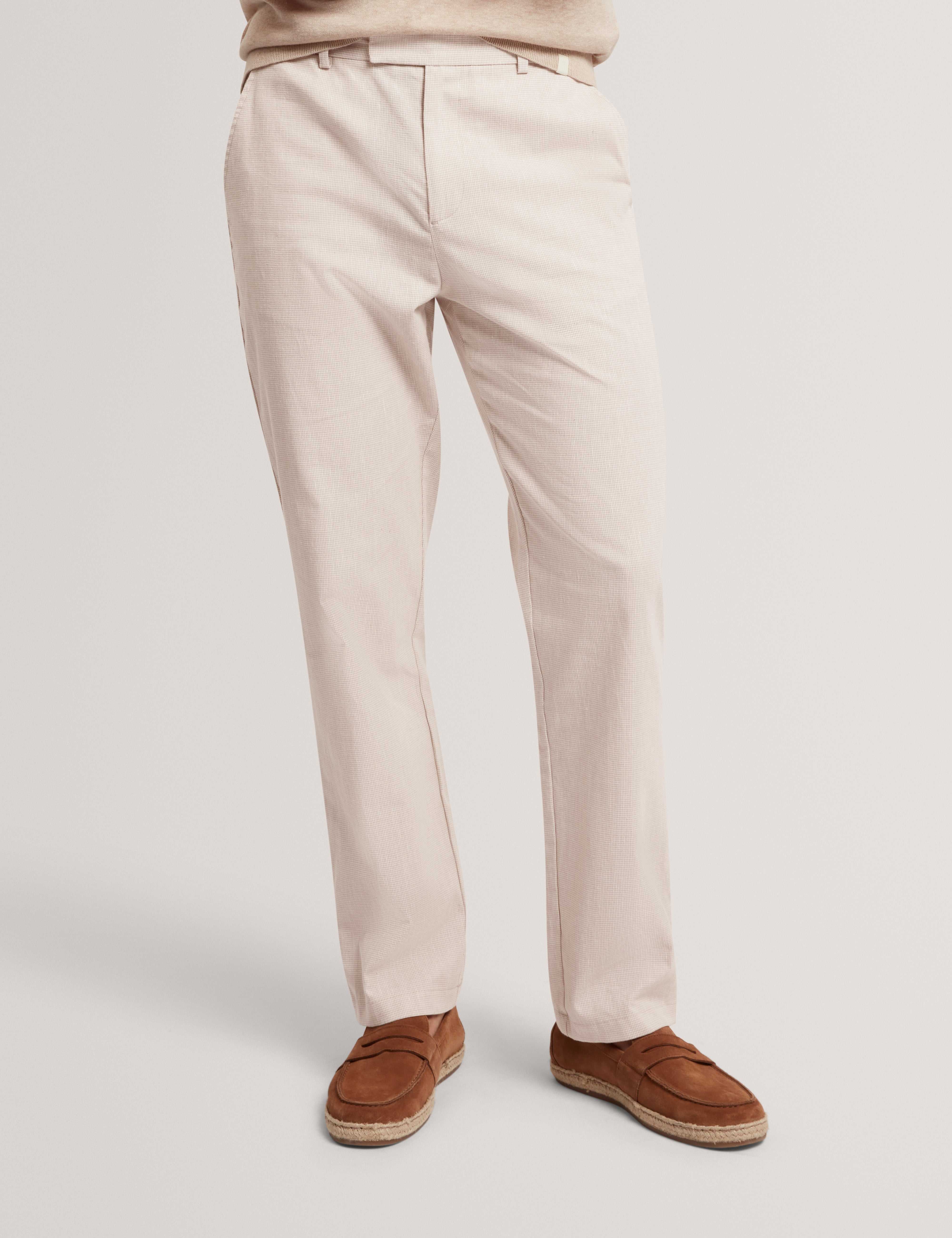 Mobedo Tapered Houndstooth Trousers Stone