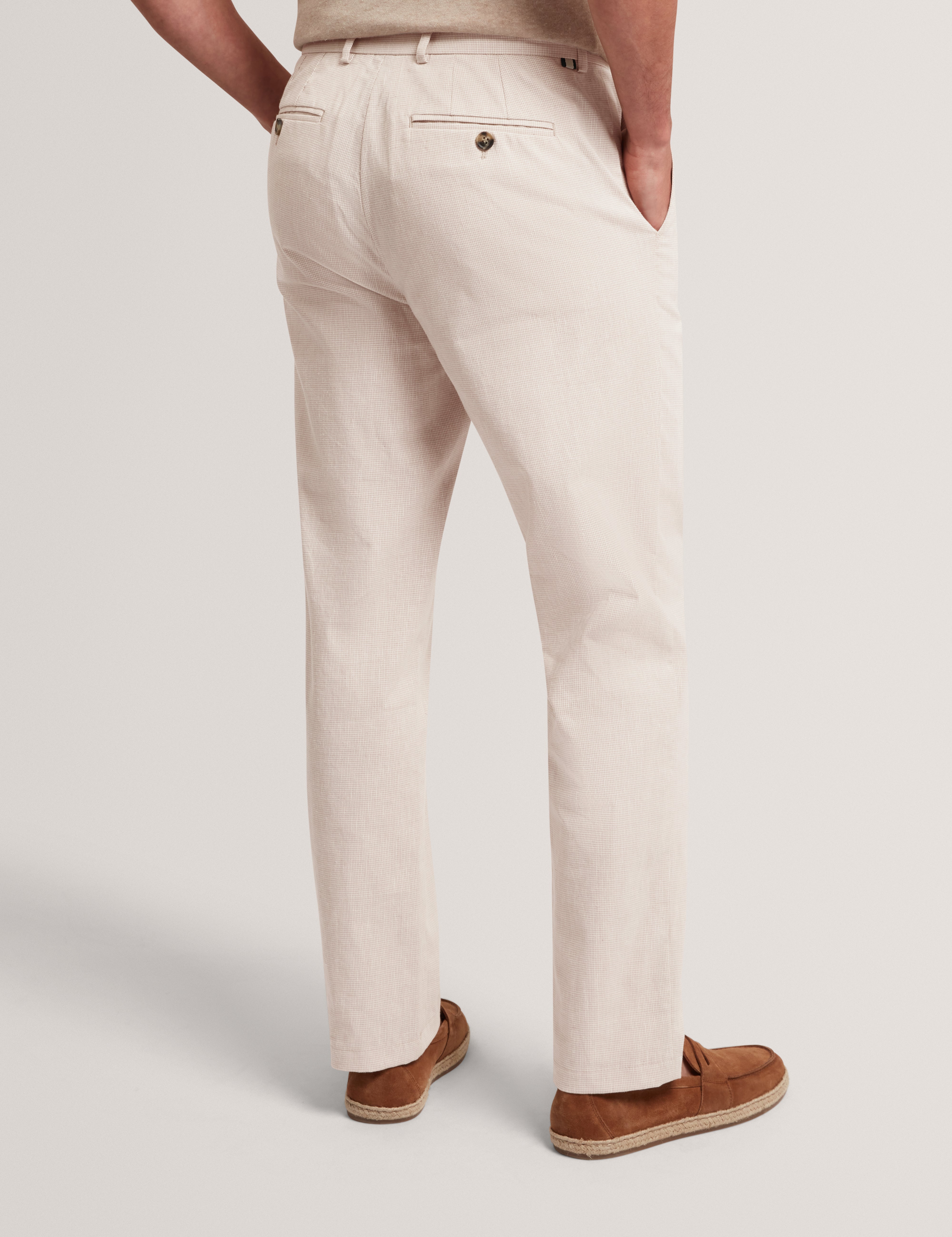 Mobedo Tapered Houndstooth Trousers Stone