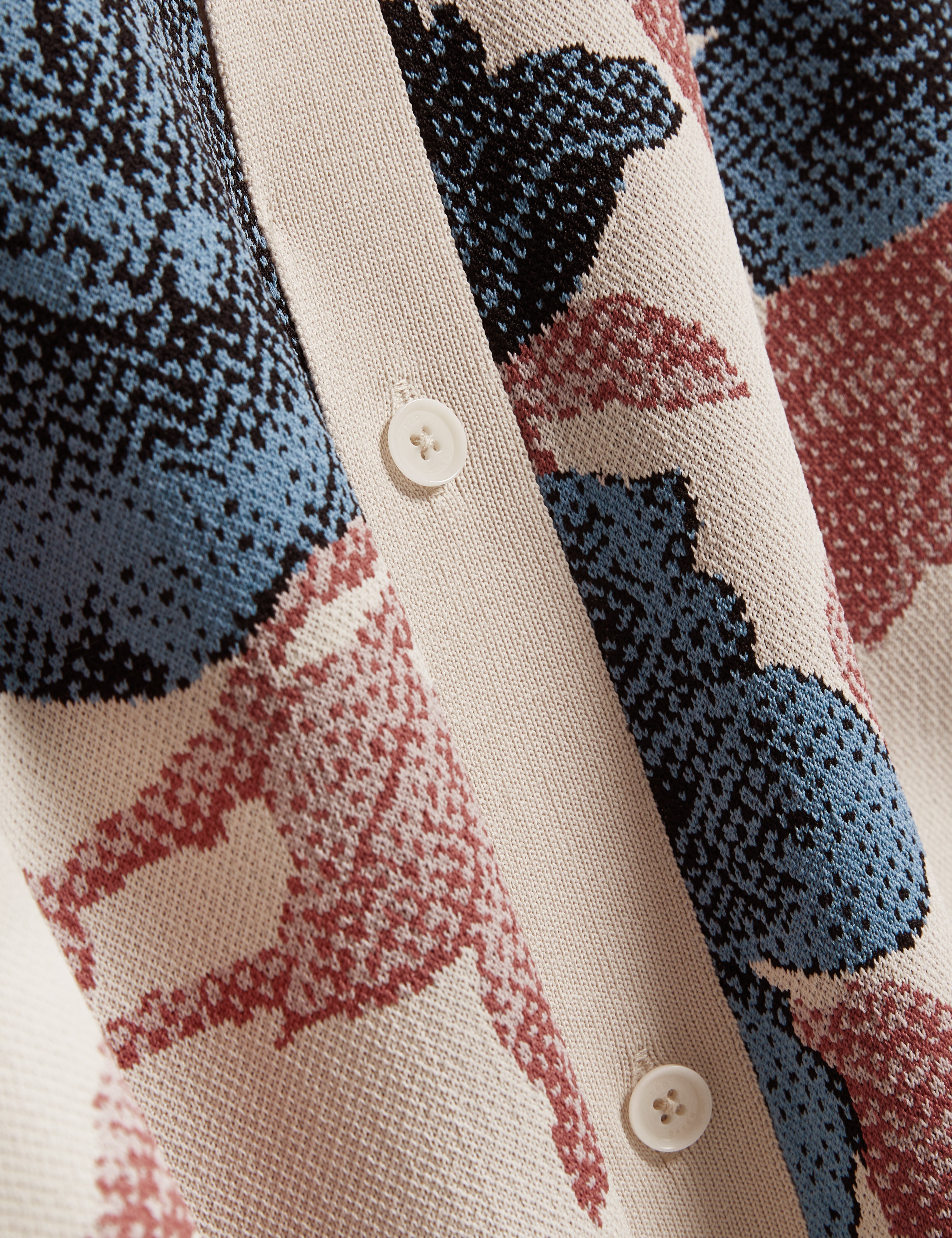 Ashqara Short Sleeve Relaxed Floral Button Through Polo Multicol