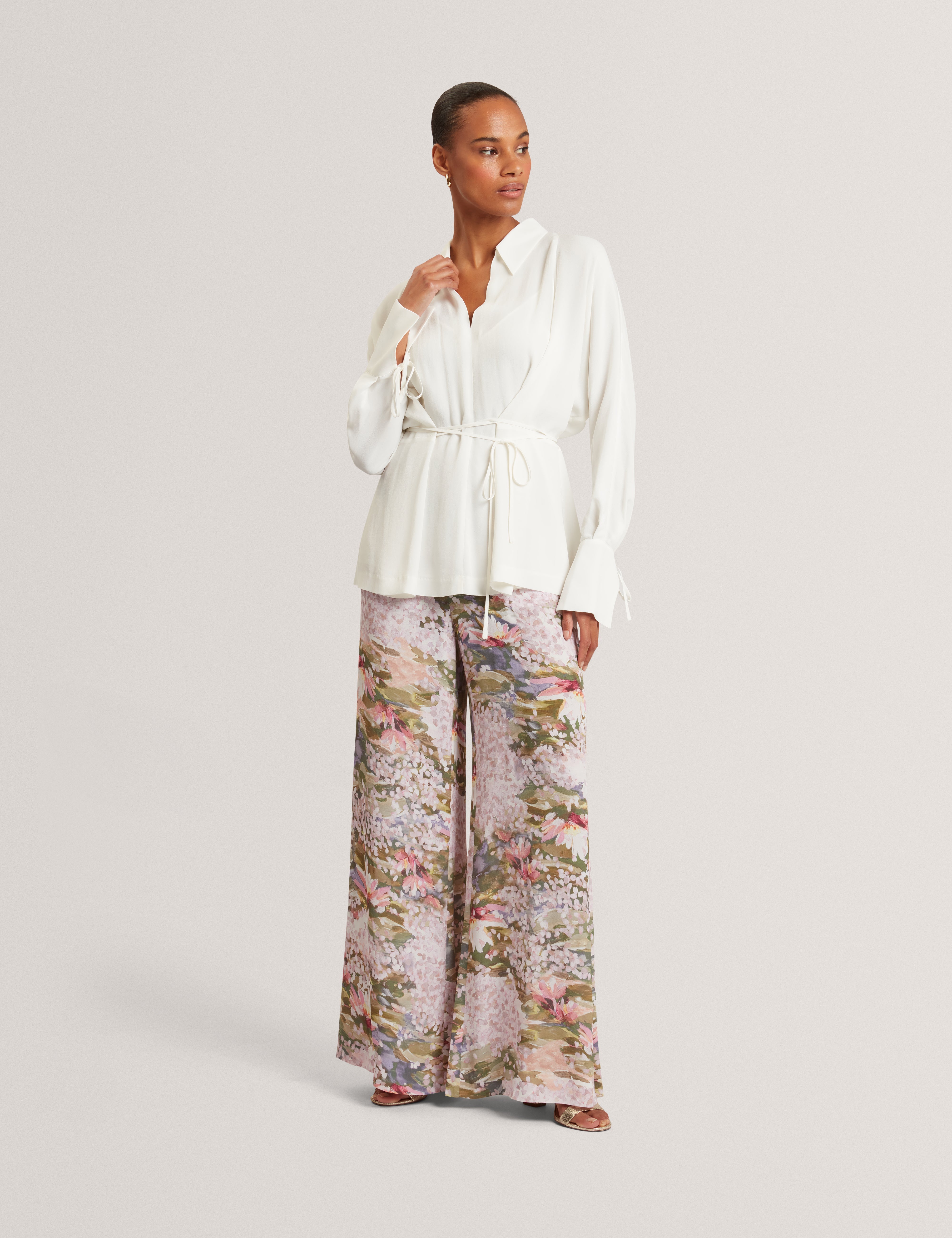Liossa Tie Detail Long Sleeve Shirt Ivory