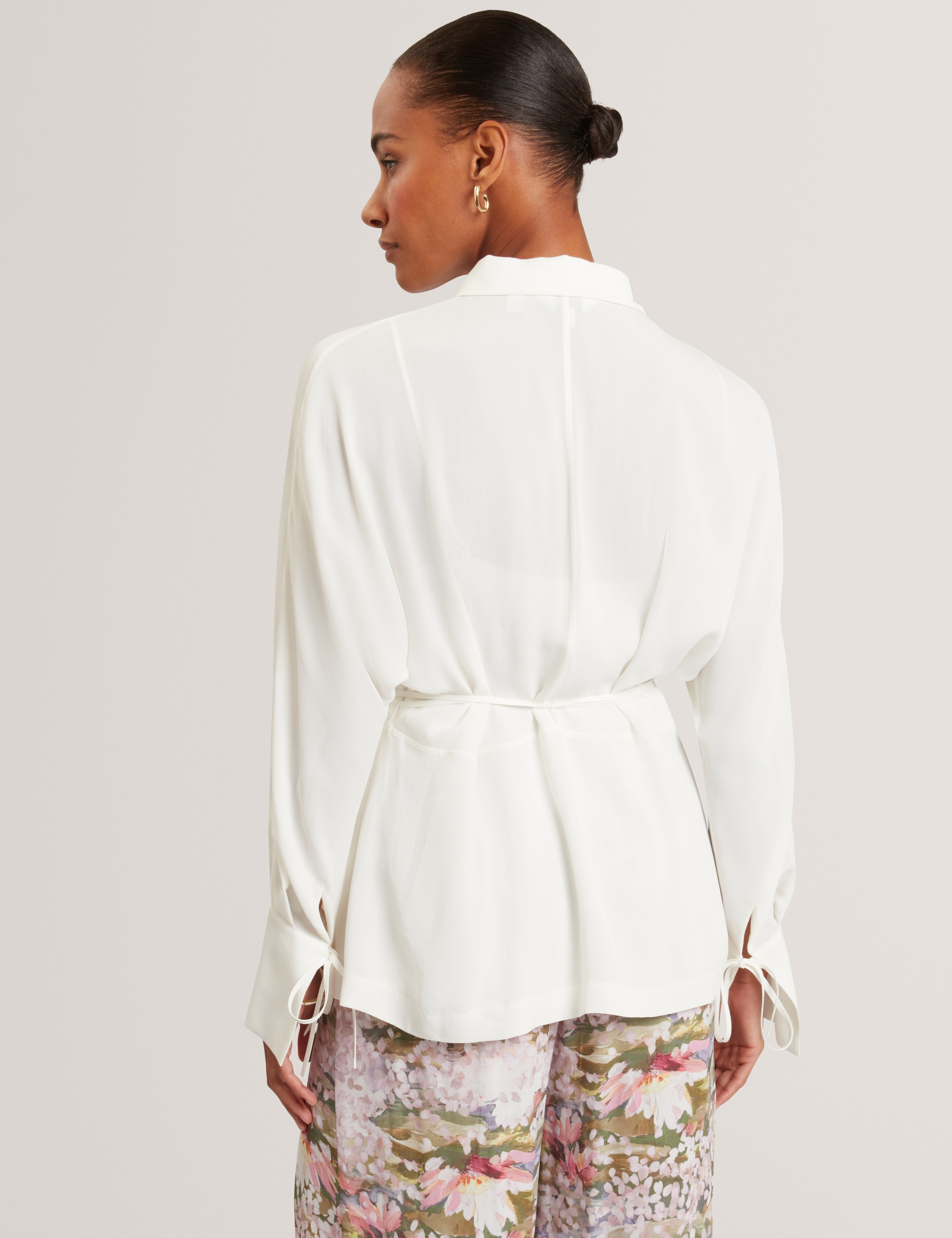 Liossa Tie Detail Long Sleeve Shirt Ivory