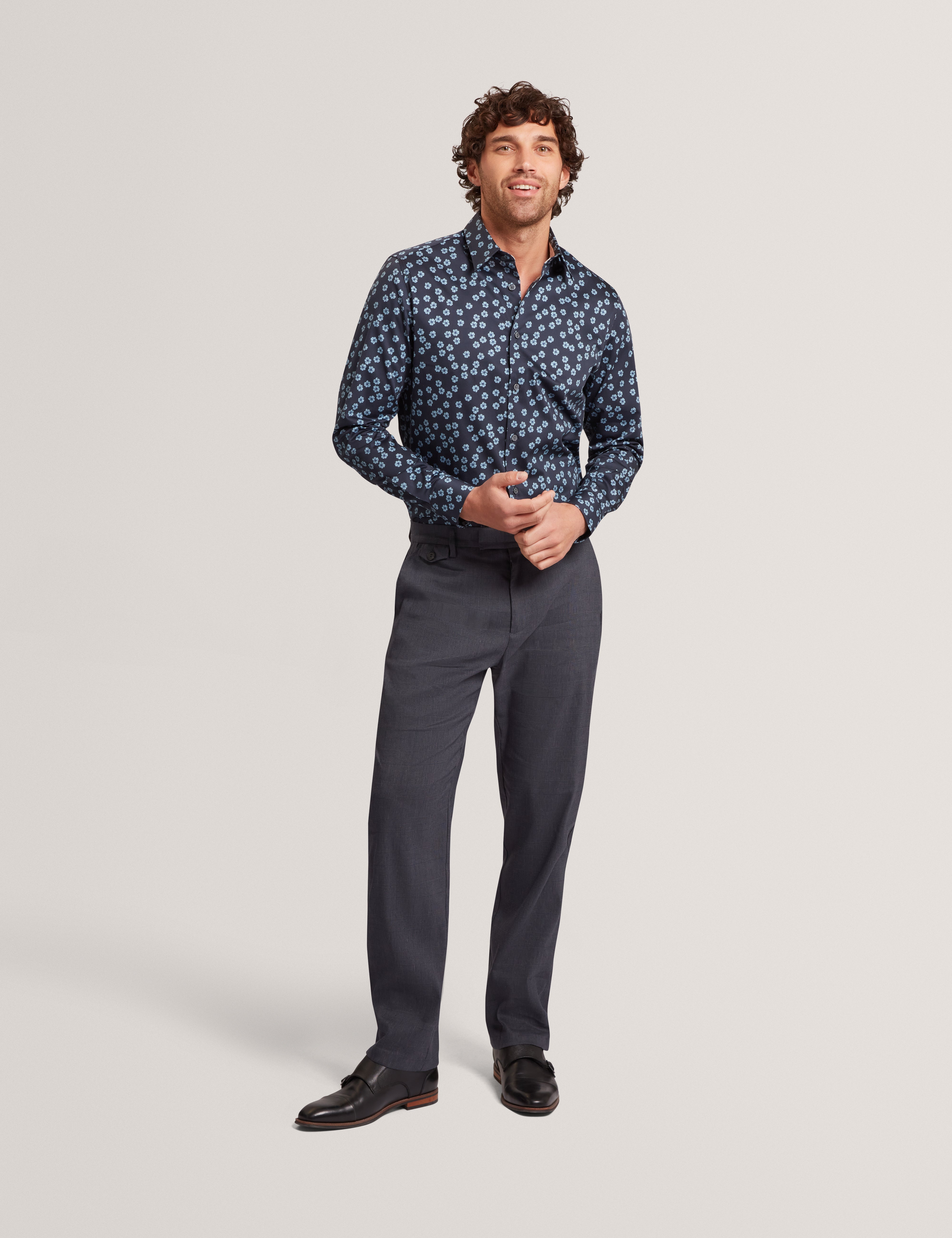 Ignatz Regular Prince Of Wales Trouser Navy