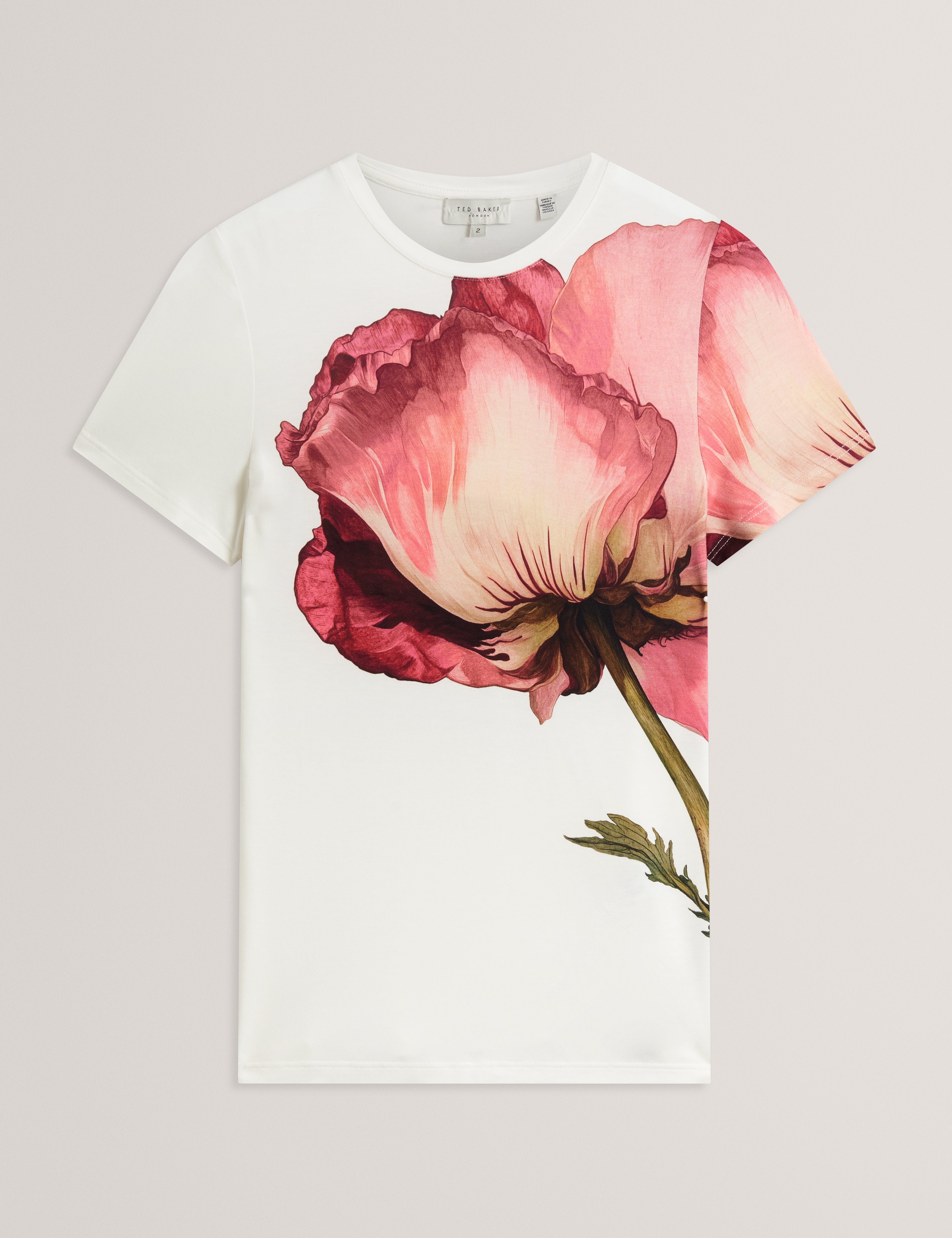 Obrey Short Sleeve Printed Fitted Tee Ivory