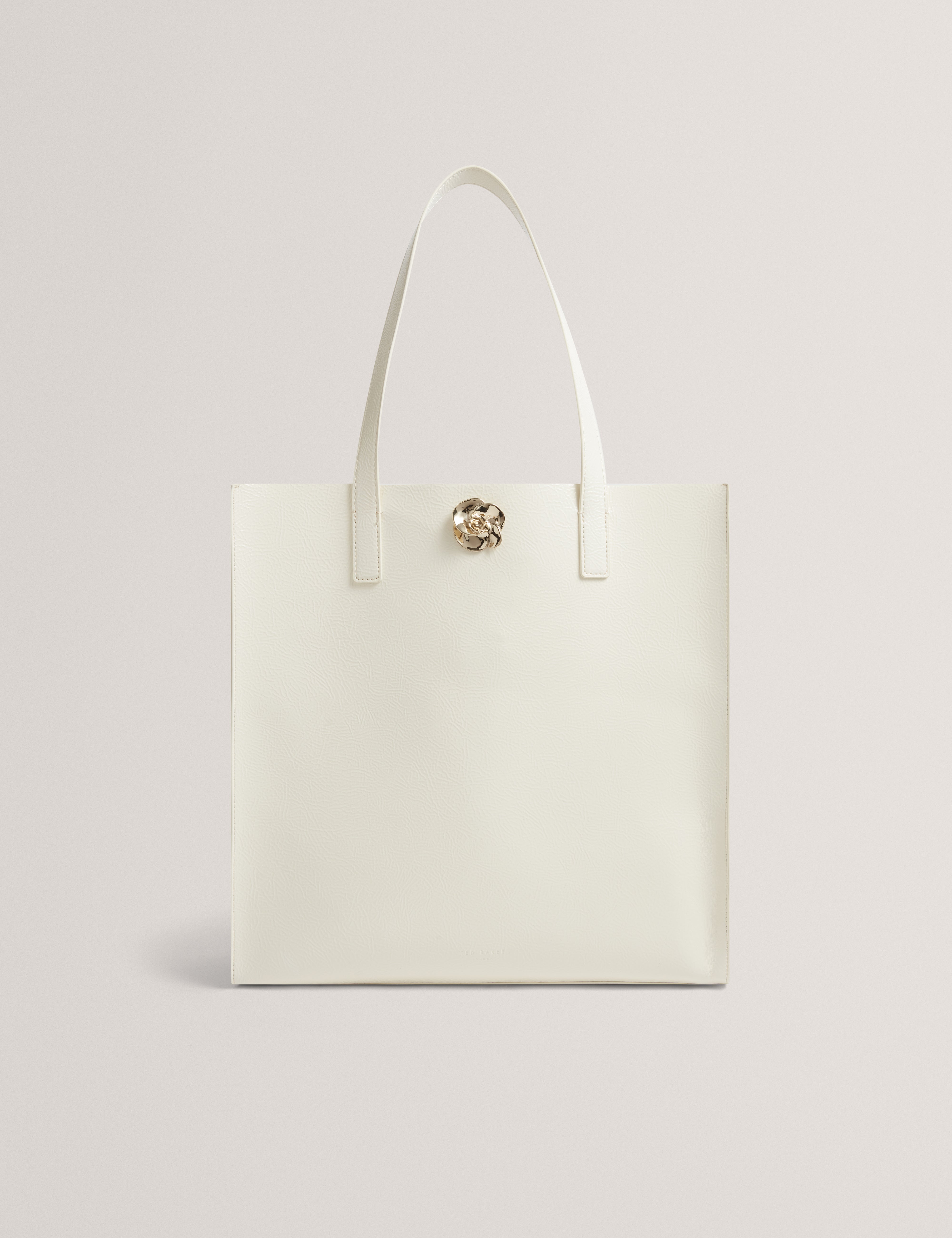 Rosenni Rose Detail Crinkle Large Tote Bag Ivory