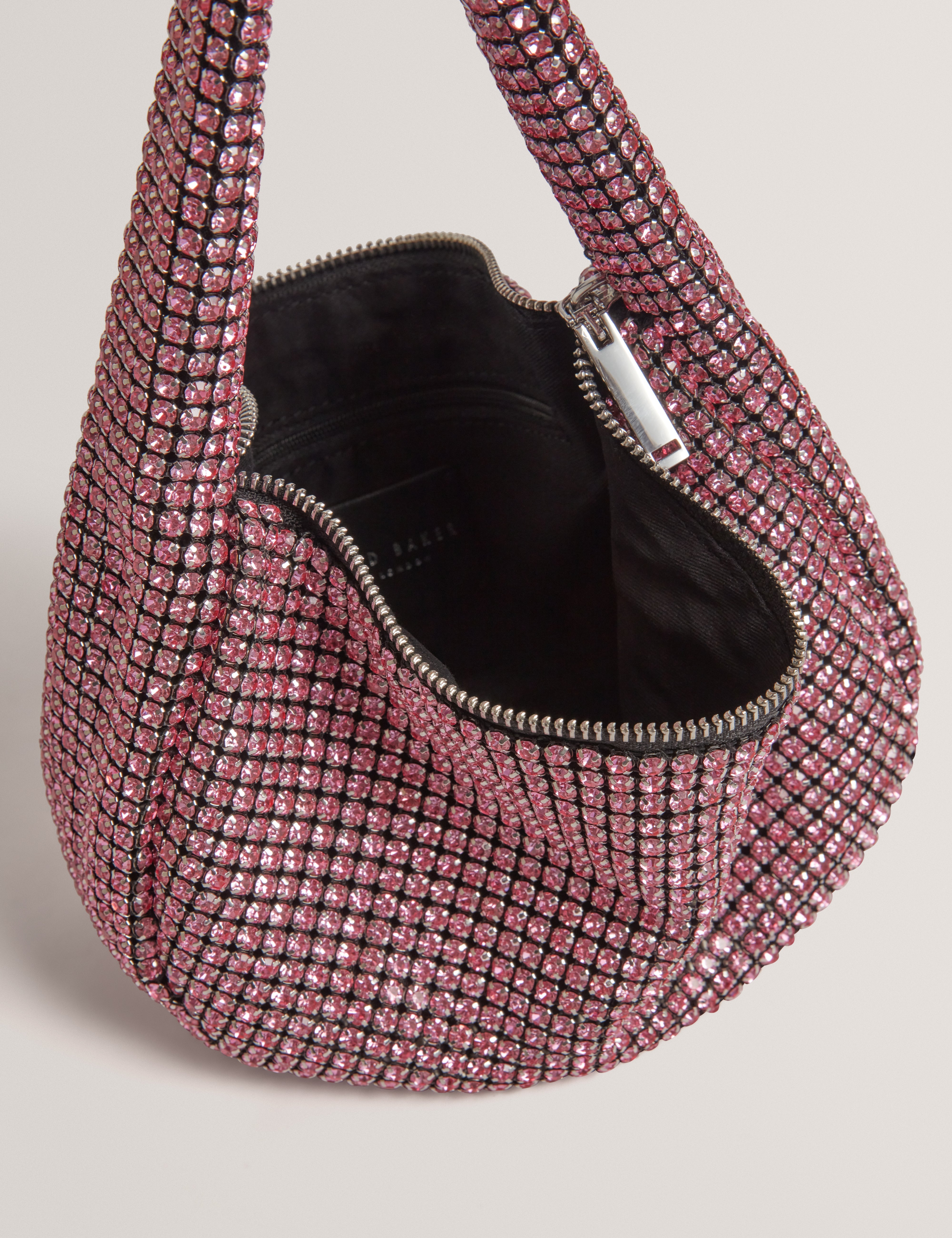Crystiz Medium Crystal Slouchy Hobo Bag Lt-Pink