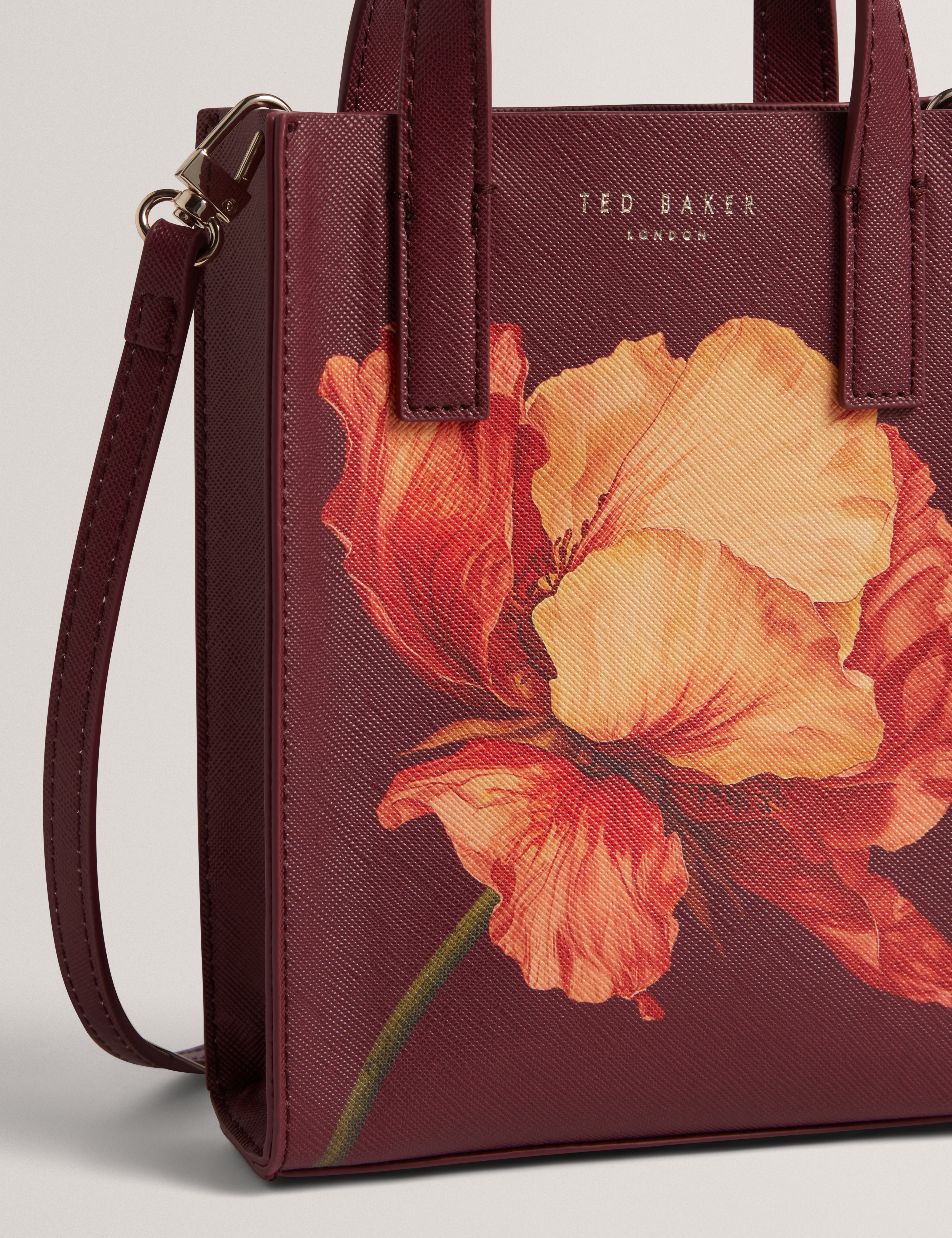 Shilee Printed Flower Mini Icon Bag Wine