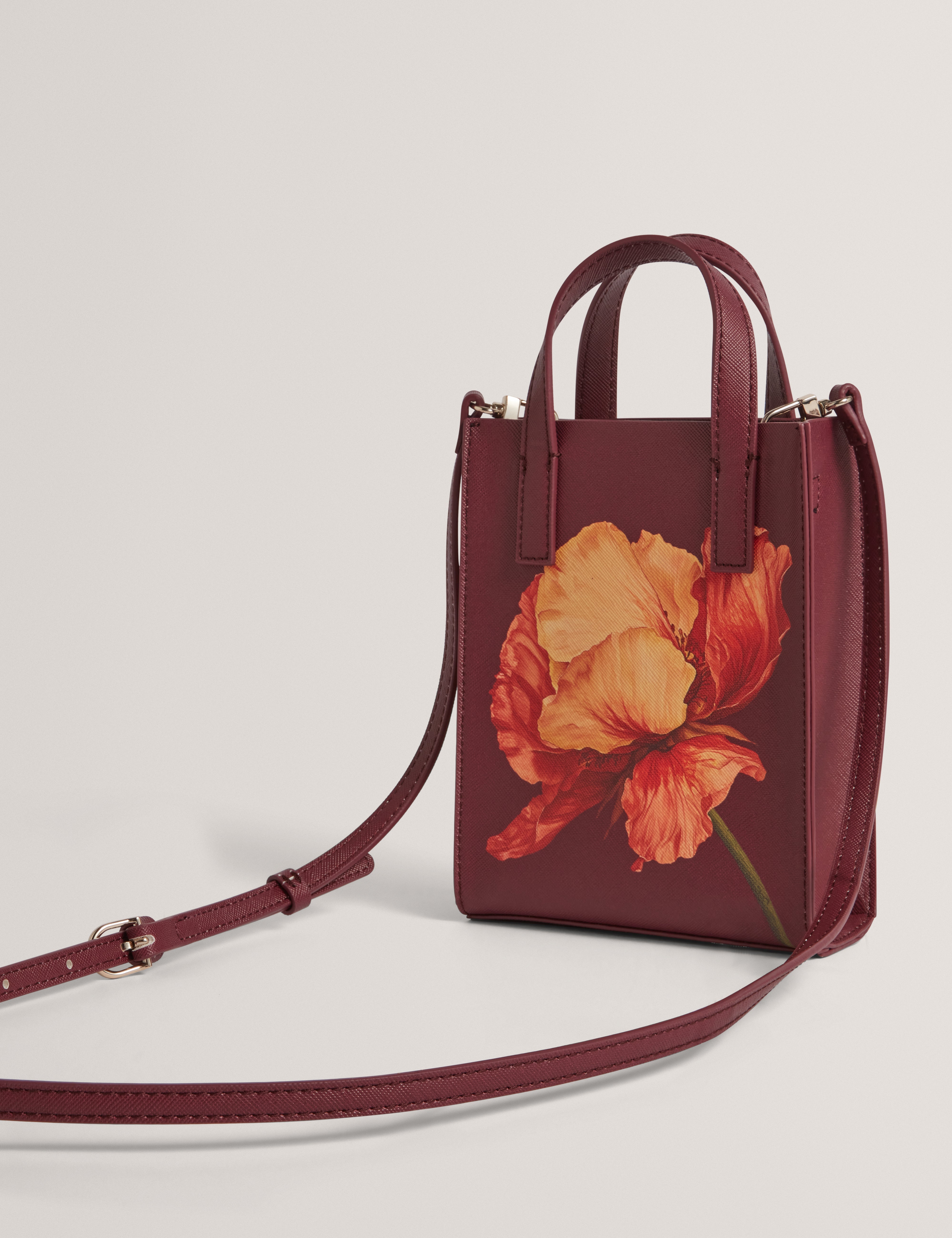 Shilee Printed Flower Mini Icon Bag Wine