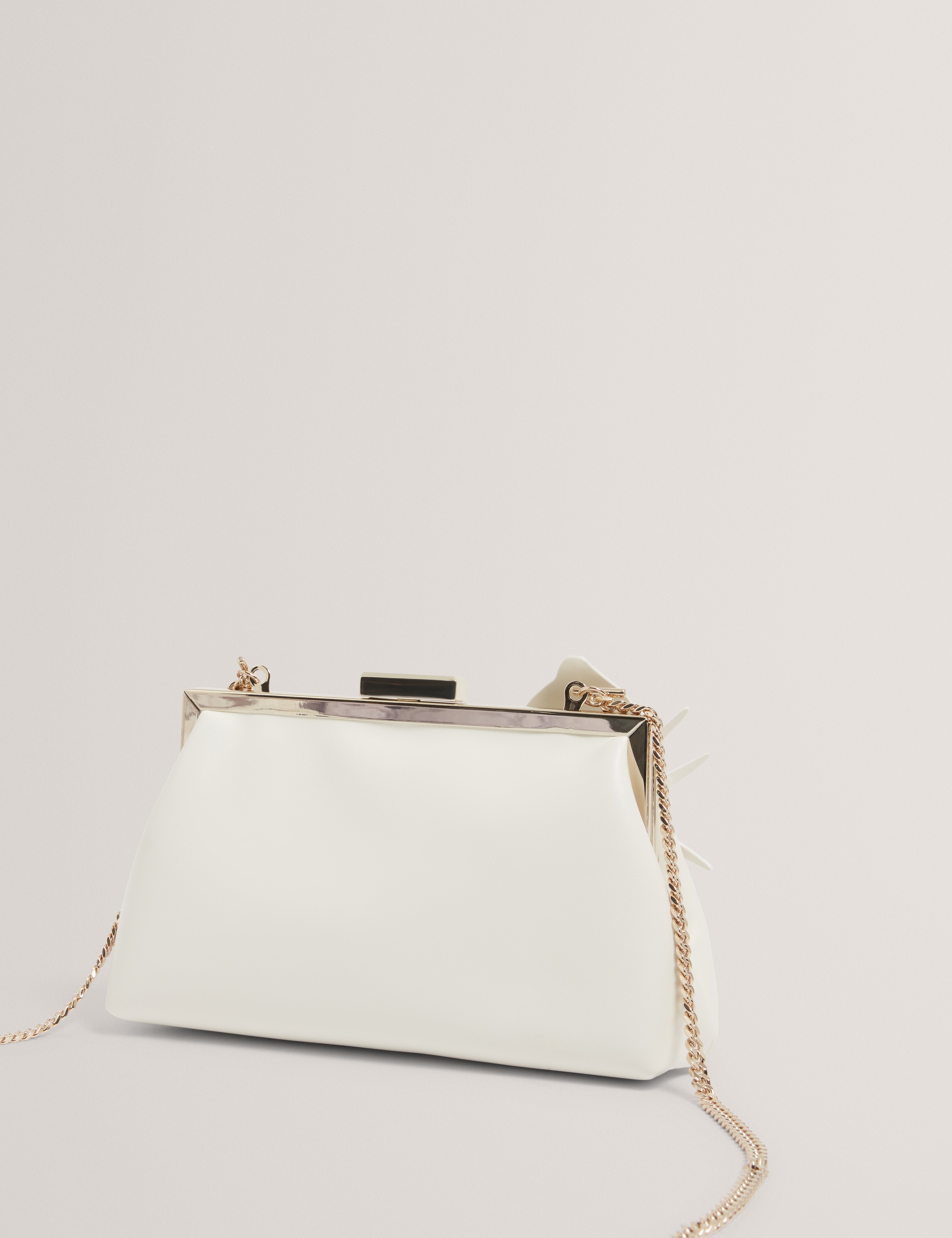 Flloria Floral Applique Detail Clutch Bag Ivory