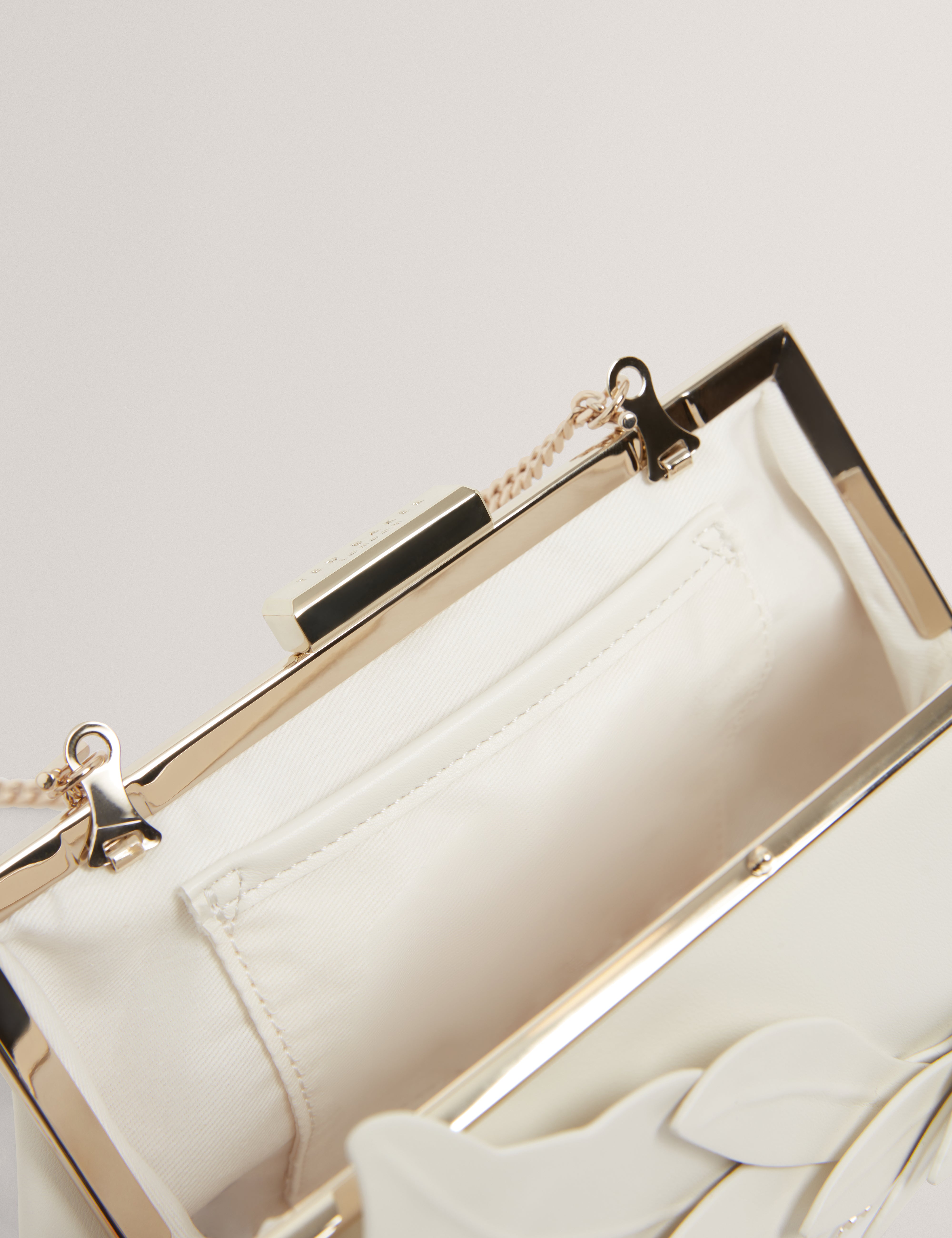 Flloria Floral Applique Detail Clutch Bag Ivory
