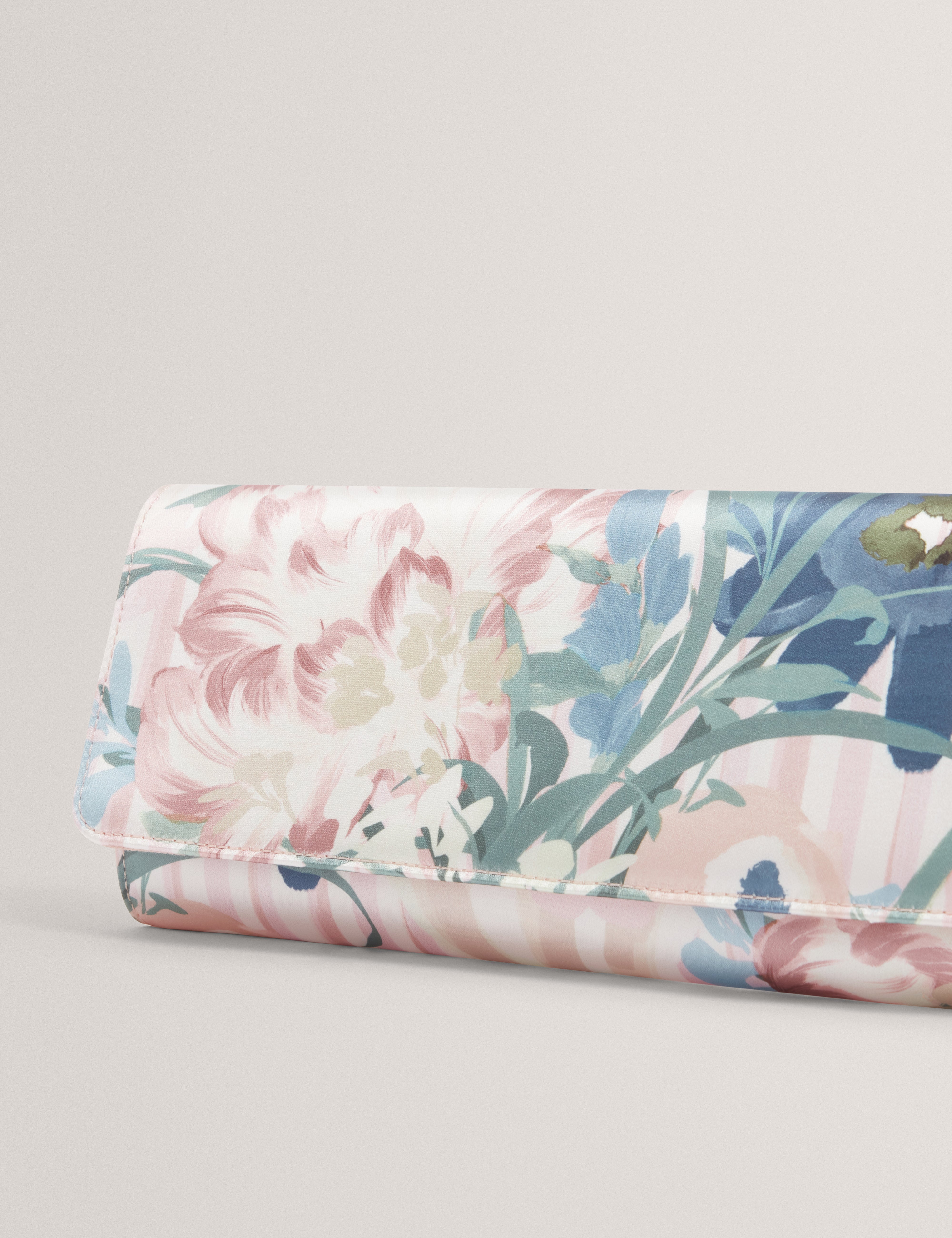 Meelena Floral Printed Baguette Clutch Bag Multicol