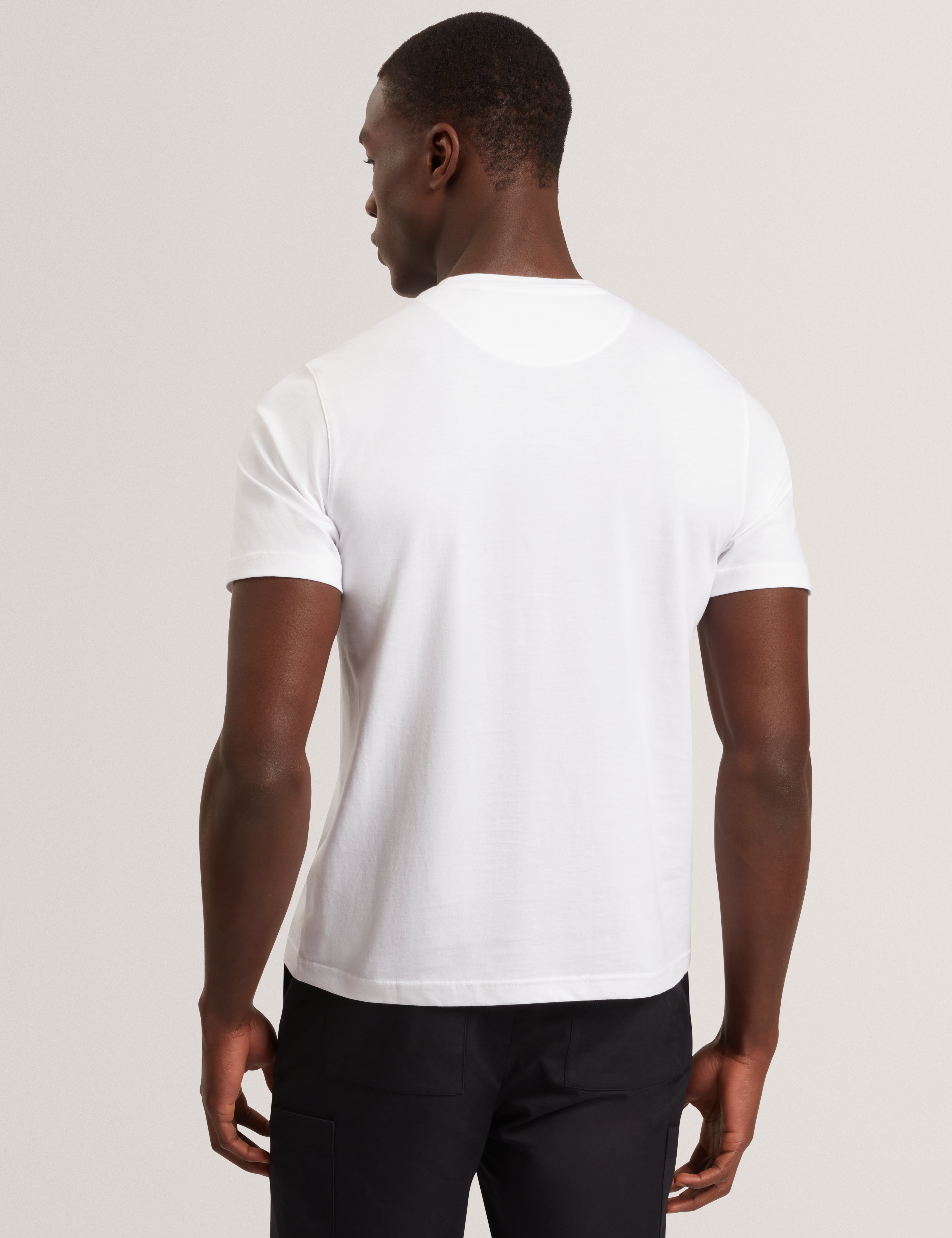 Floraen Short Sleeve Chest Graphic T-Shirt White