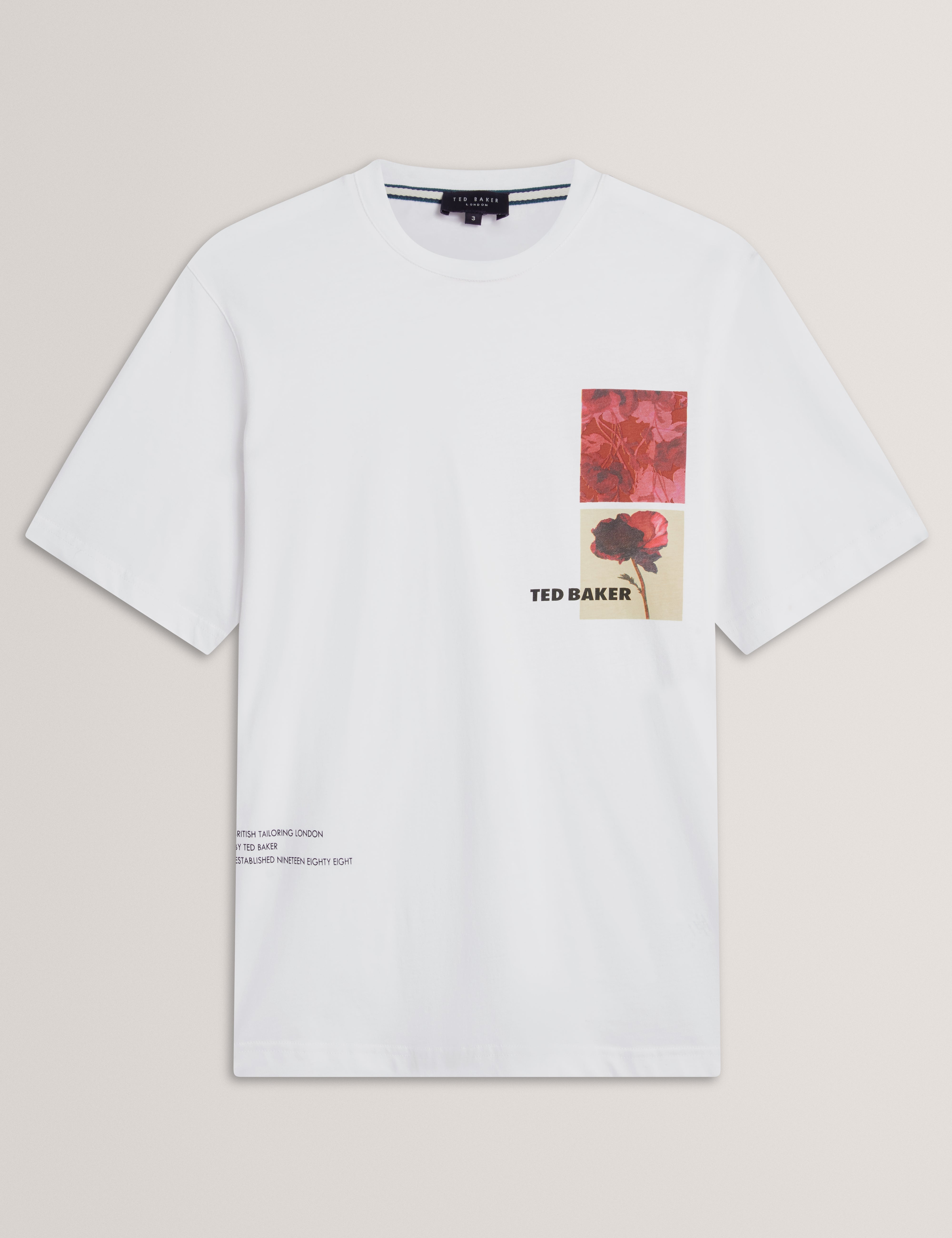Floraen Short Sleeve Chest Graphic T-Shirt White