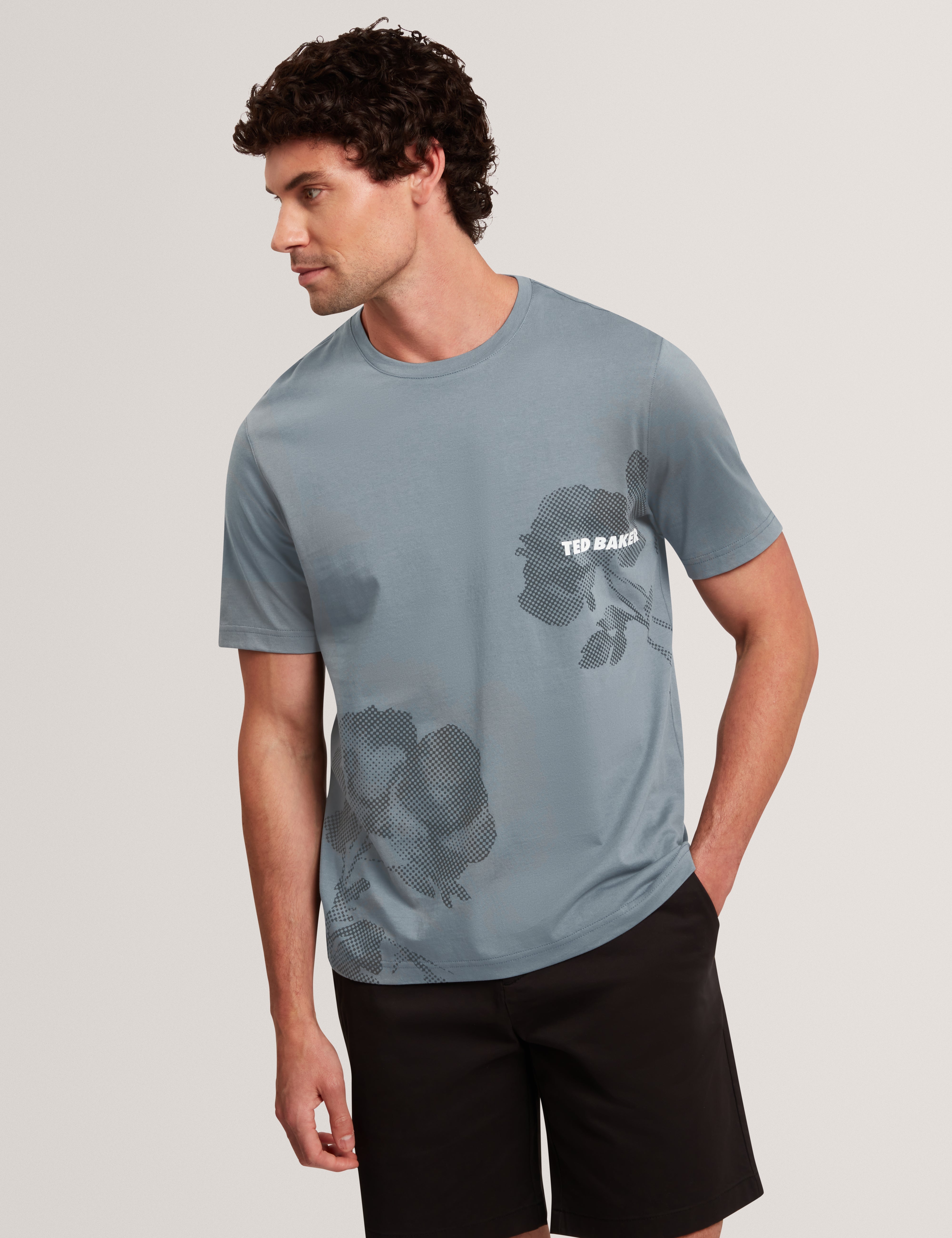 Halfen Short Sleeve Graphic Floral T-Shirt Navy