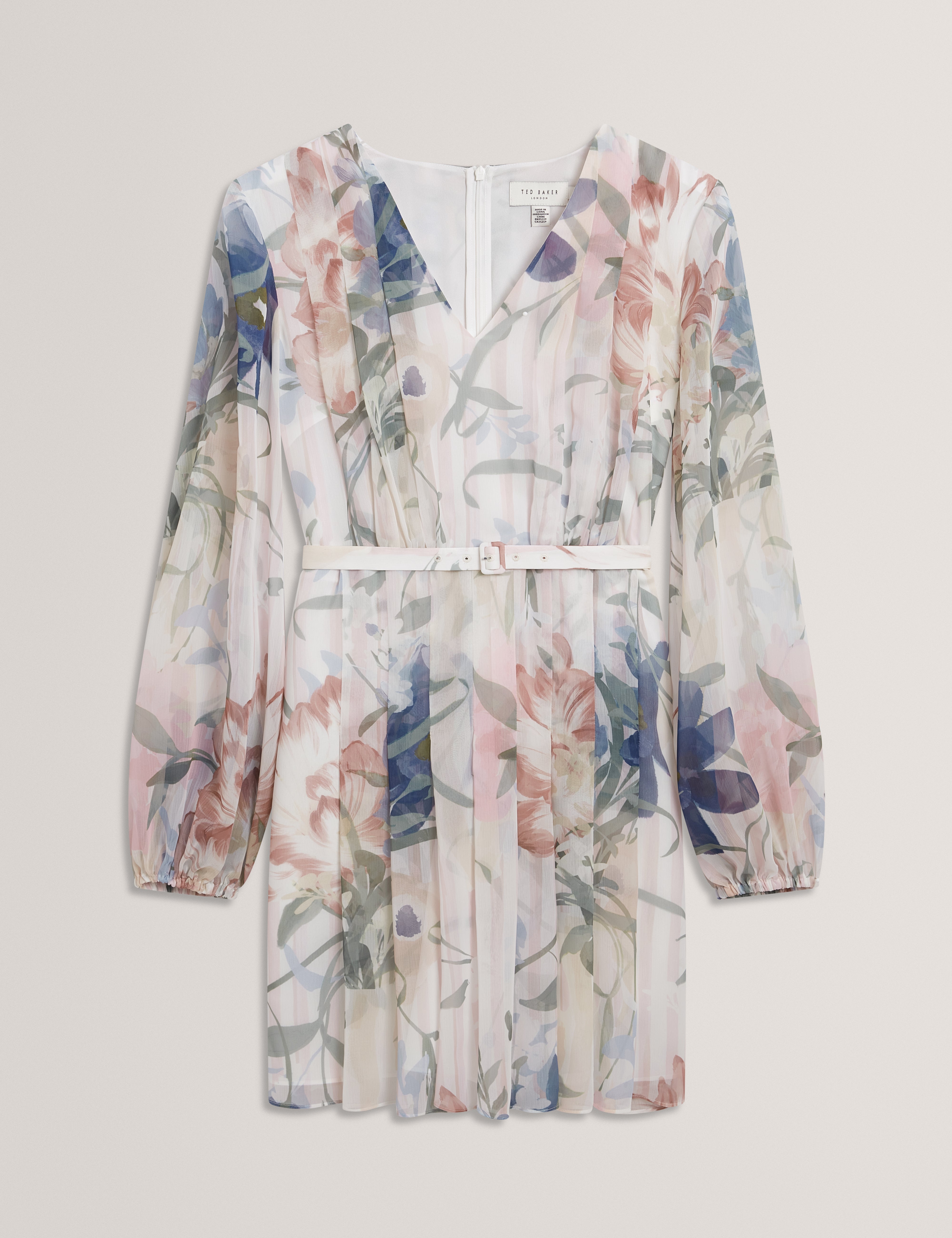 Malmia Pleated Mini Printed Dress Pink