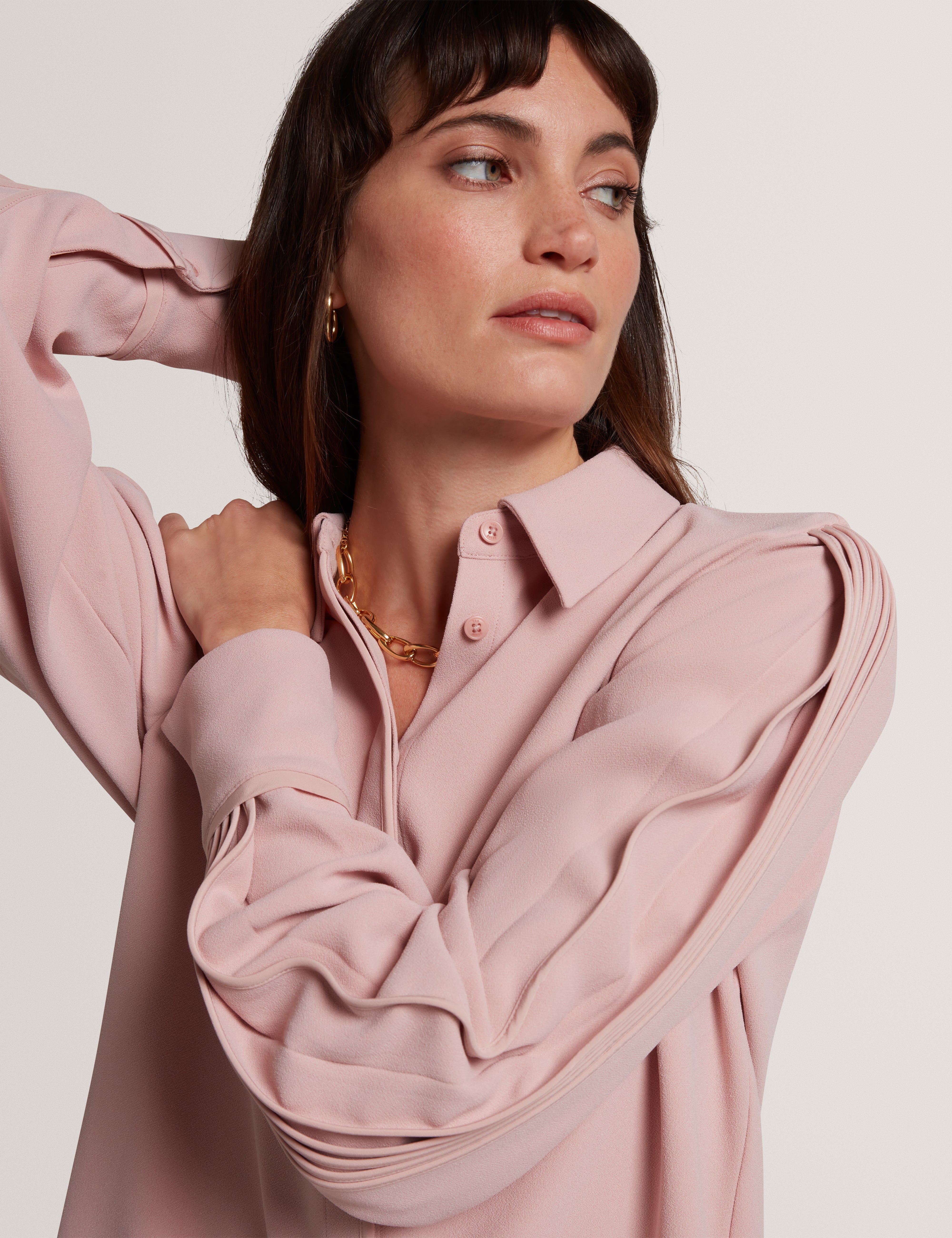 Miriti Piping Detail Long Sleeve Shirt Dusky-Pink