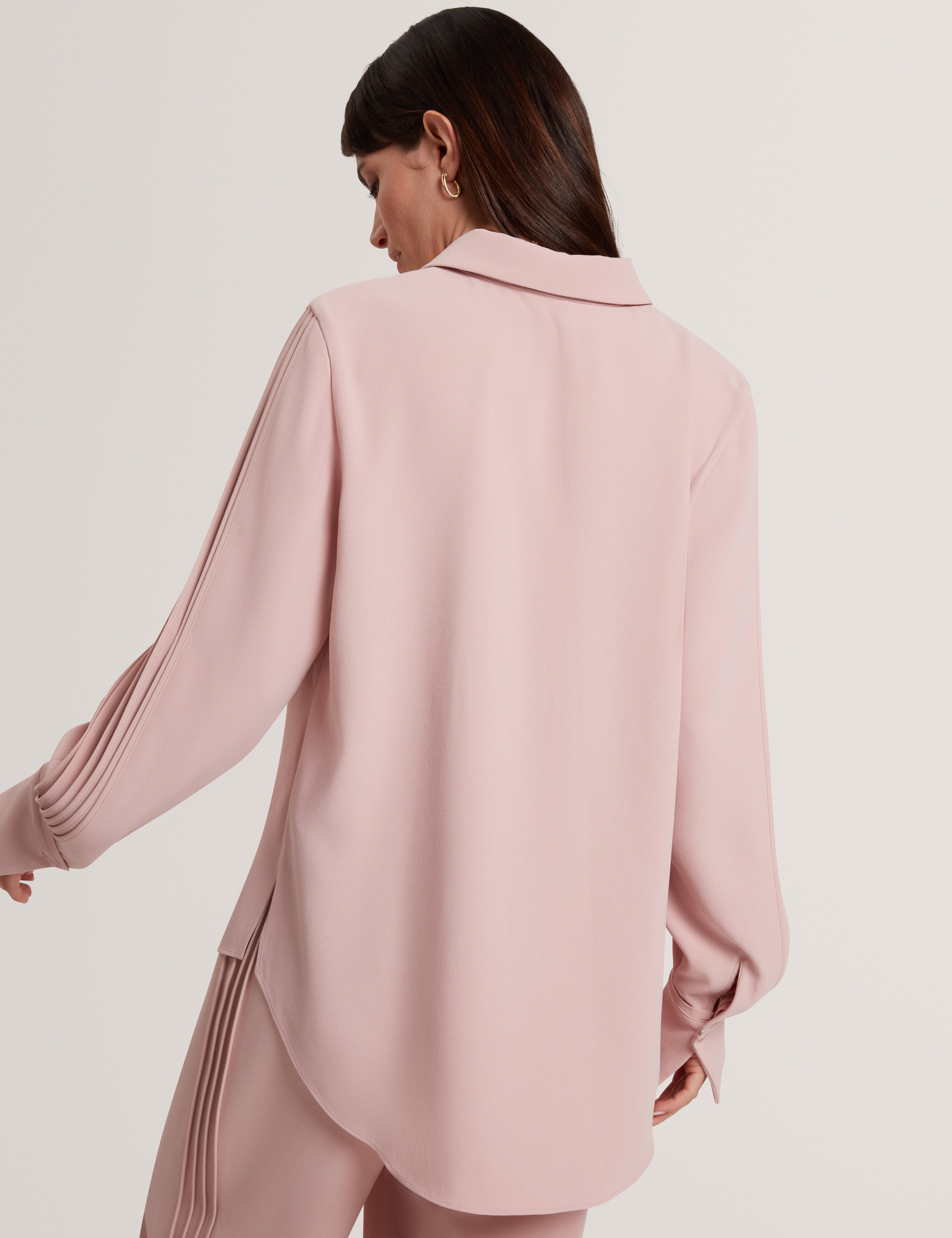 Miriti Piping Detail Long Sleeve Shirt Dusky-Pink