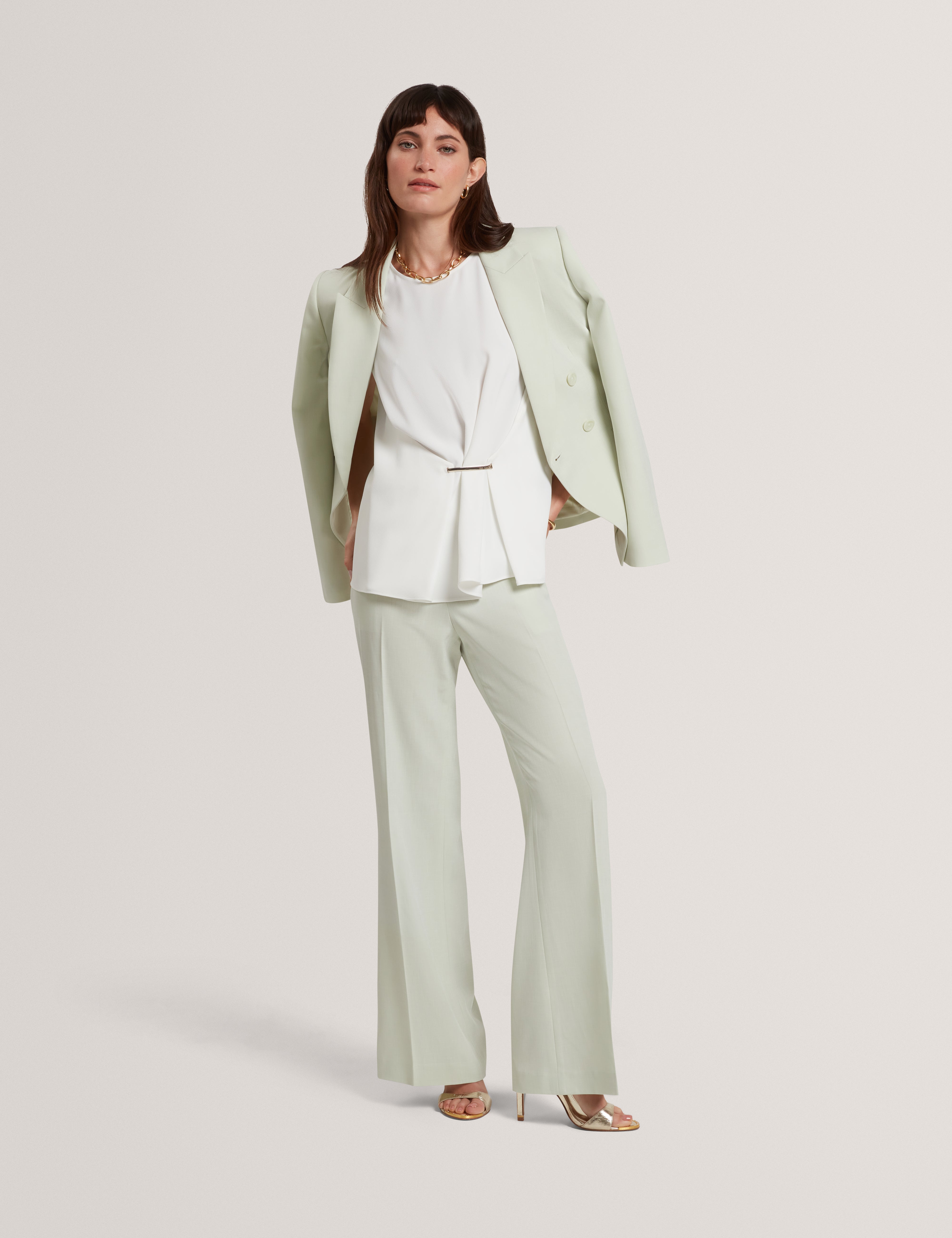 Alayra Draped Bar Detail Top Ivory