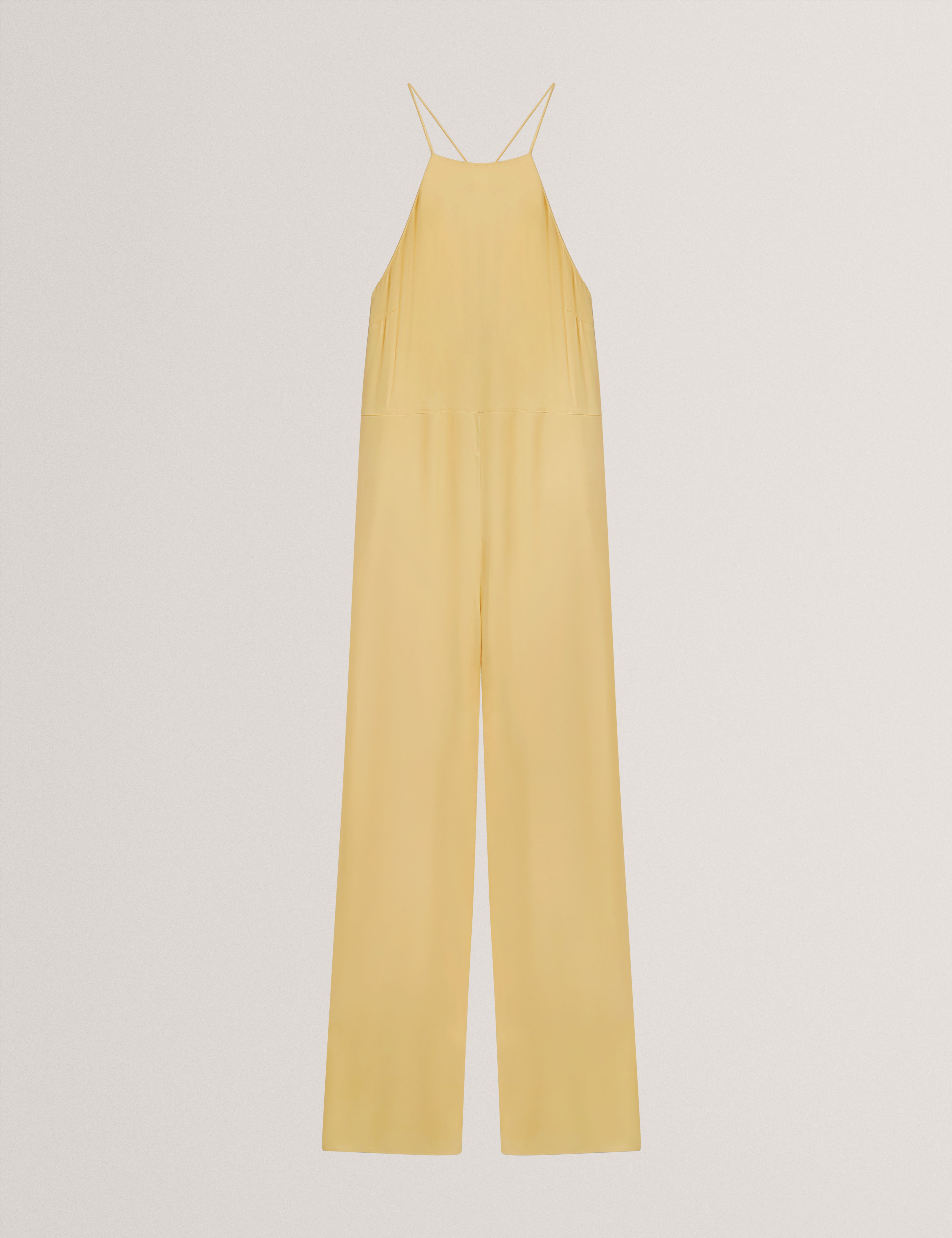 Innzia Belted Halter Neck Jumpsuit Lt-Yellow