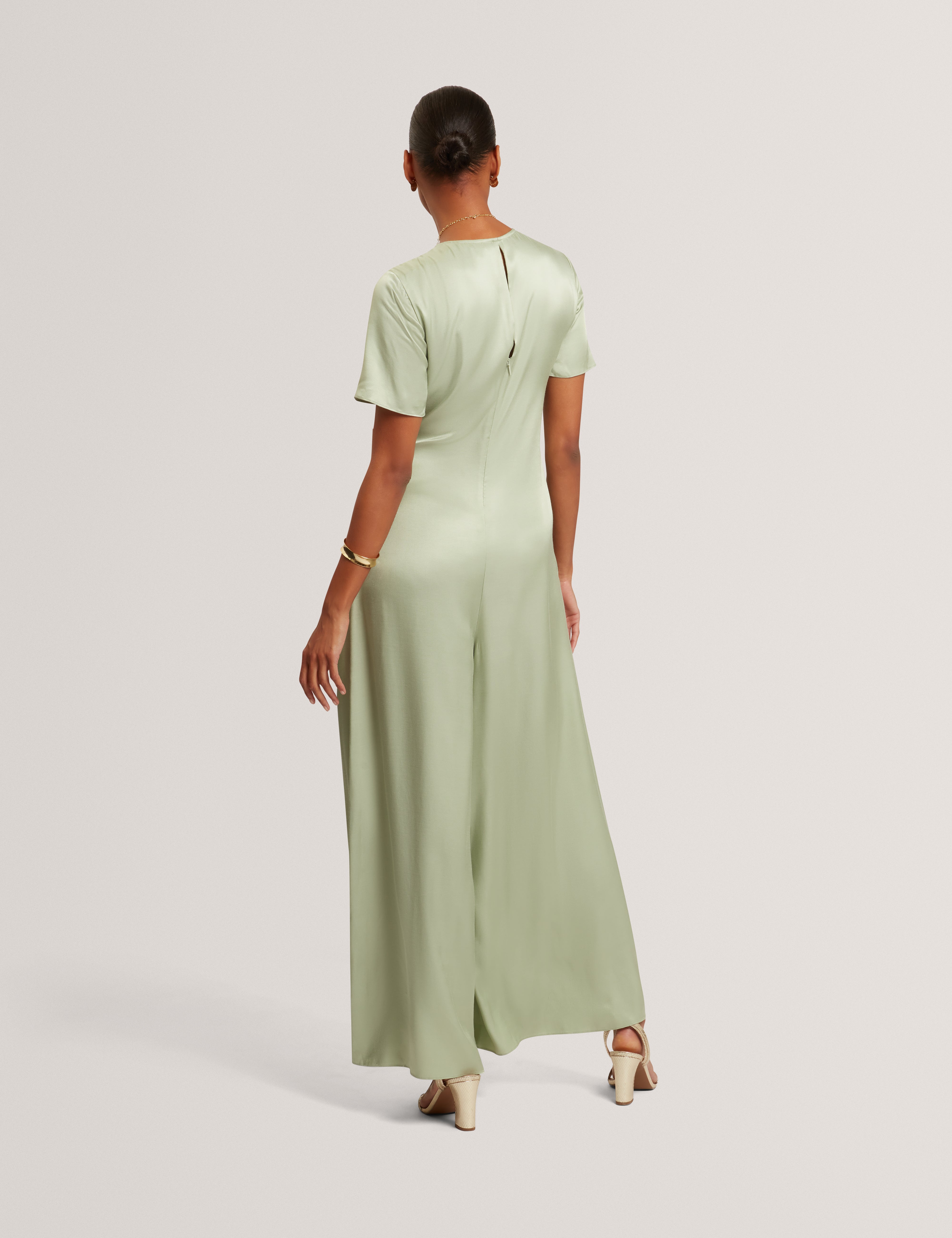 Corza Tie Detail Wide Leg Jumpsuit Lt-Green