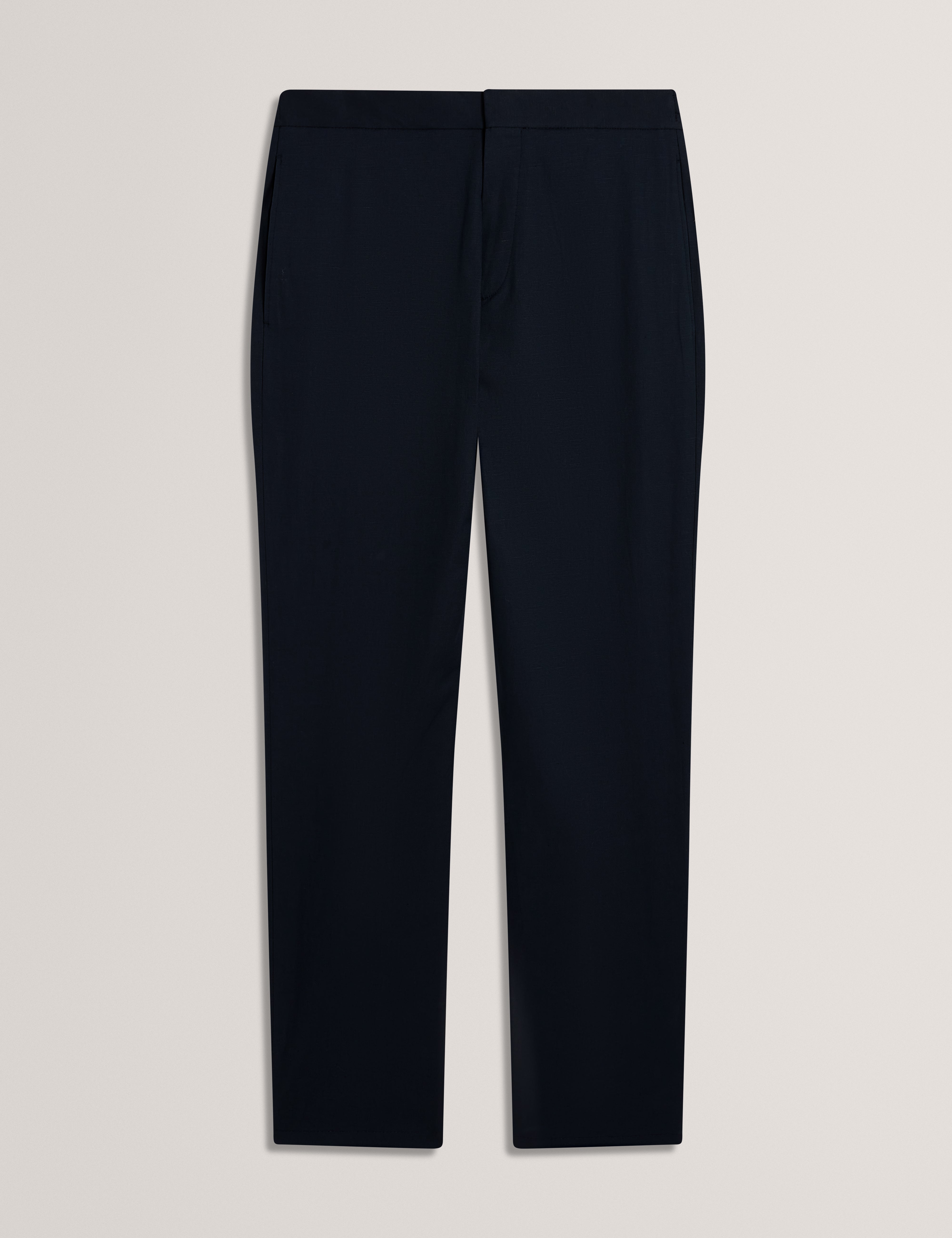 Maurce Straight Leg Linen Blend Trouser Navy