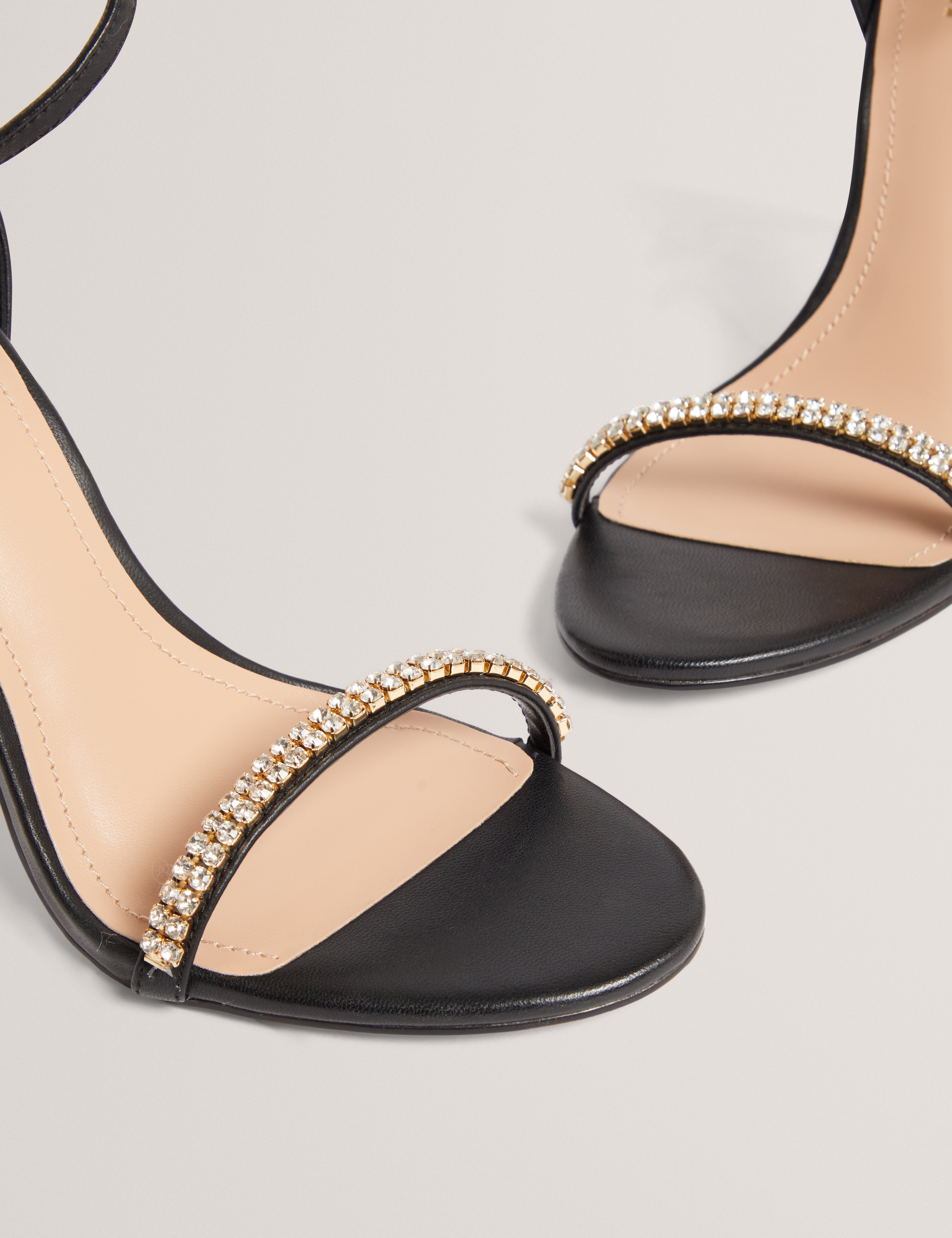 Laiilah Crystal Strap Heel Sandal Black