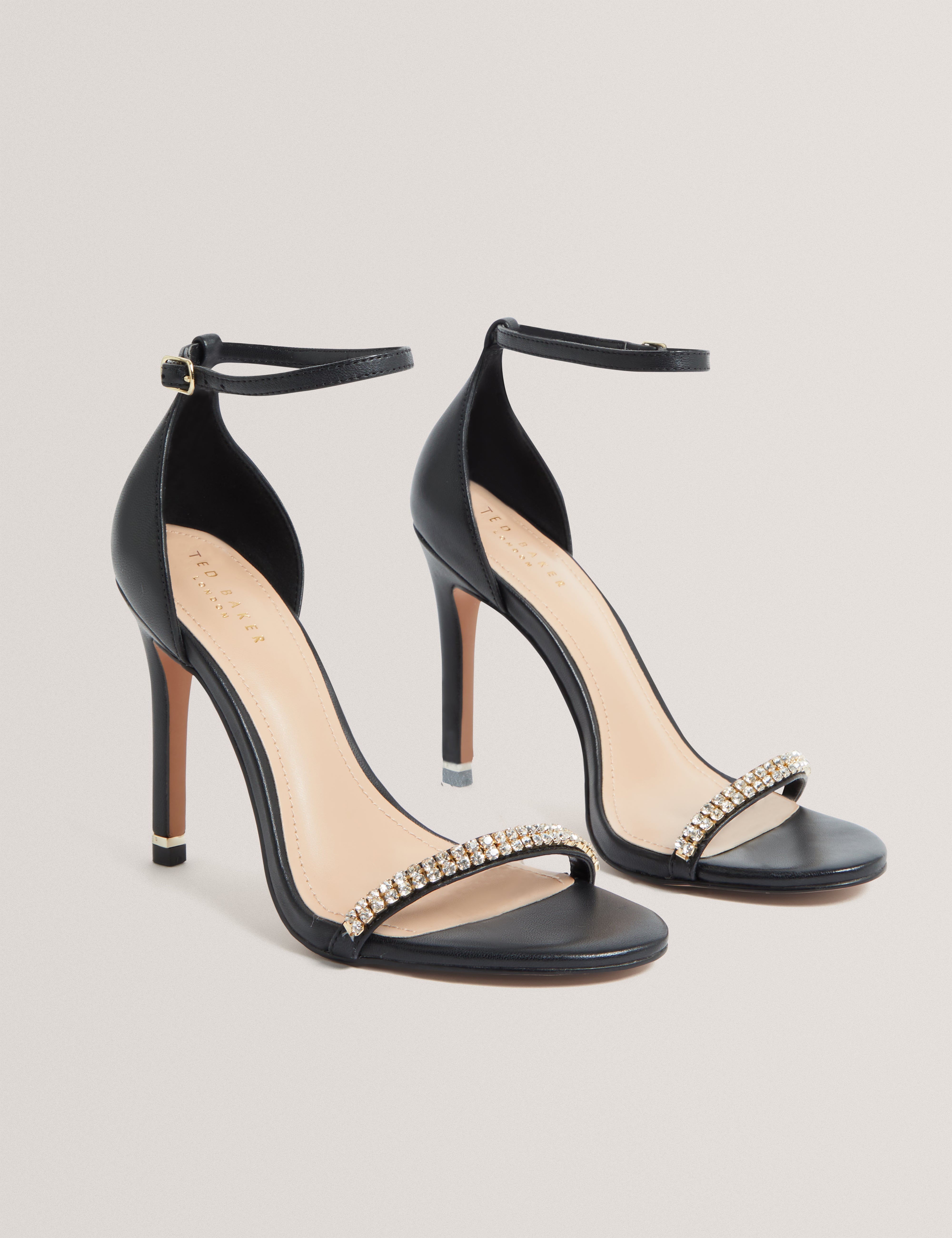 Laiilah Crystal Strap Heel Sandal Black