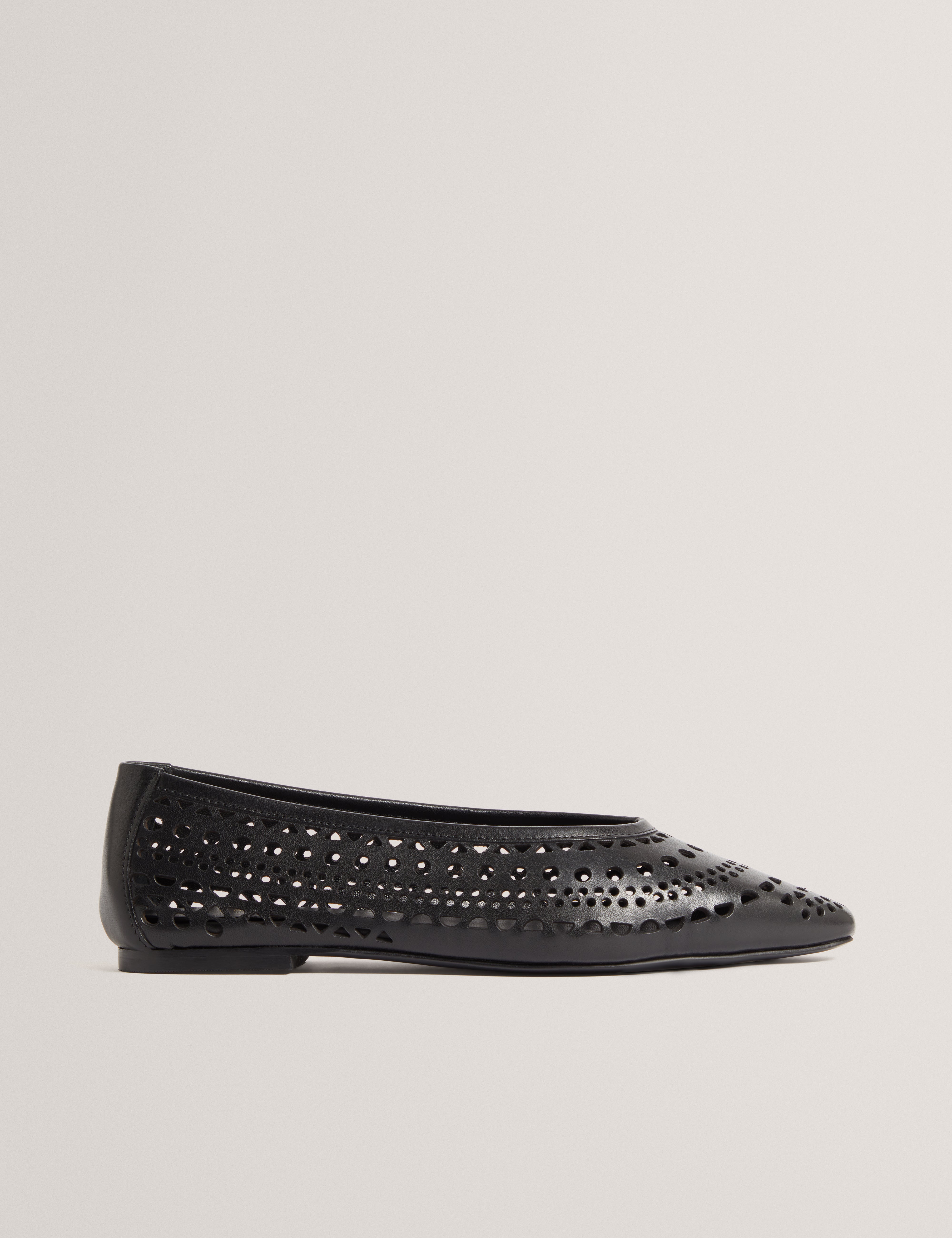 Laurry Laser Cut Flat Pump Black