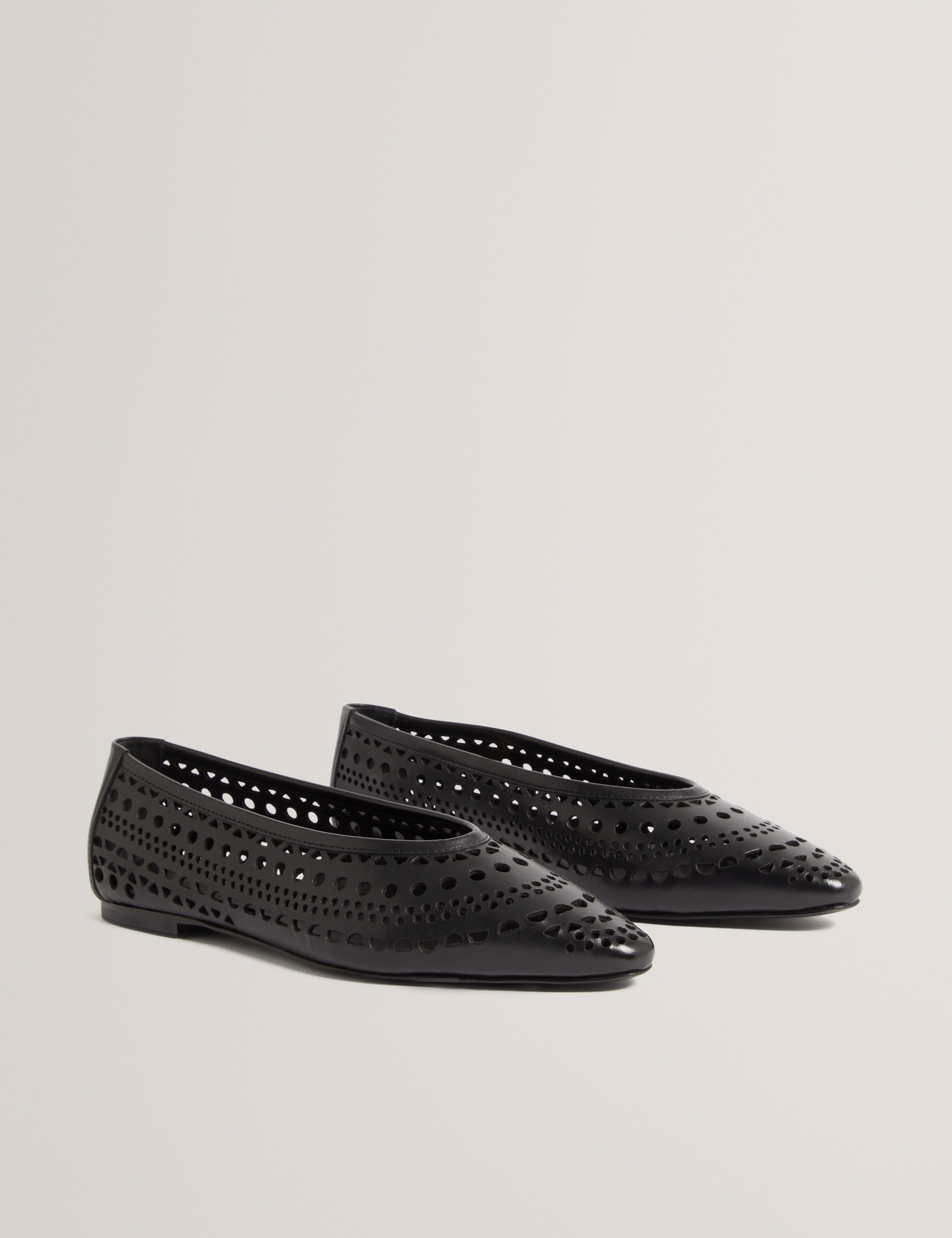 Laurry Laser Cut Flat Pump Black