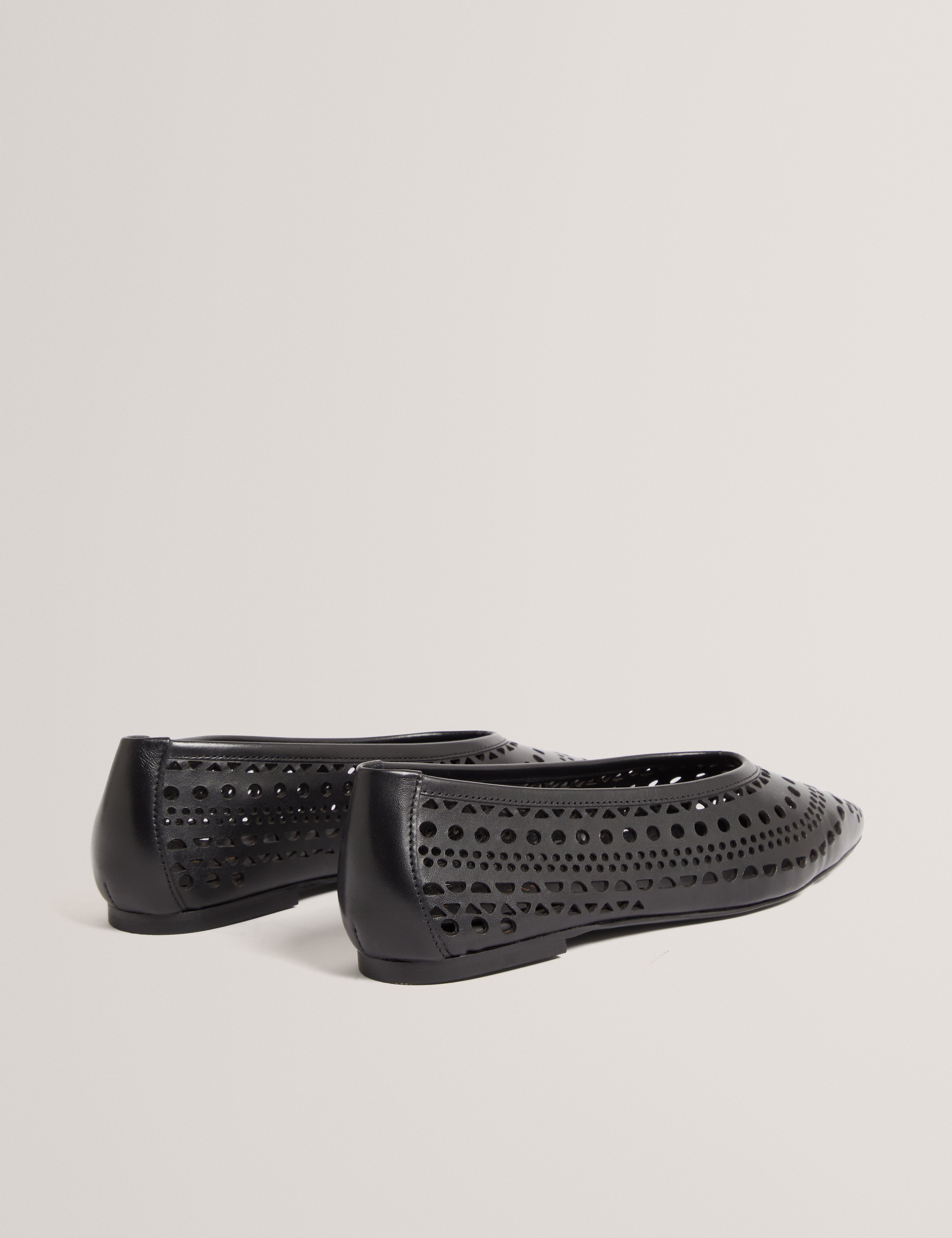 Laurry Laser Cut Flat Pump Black