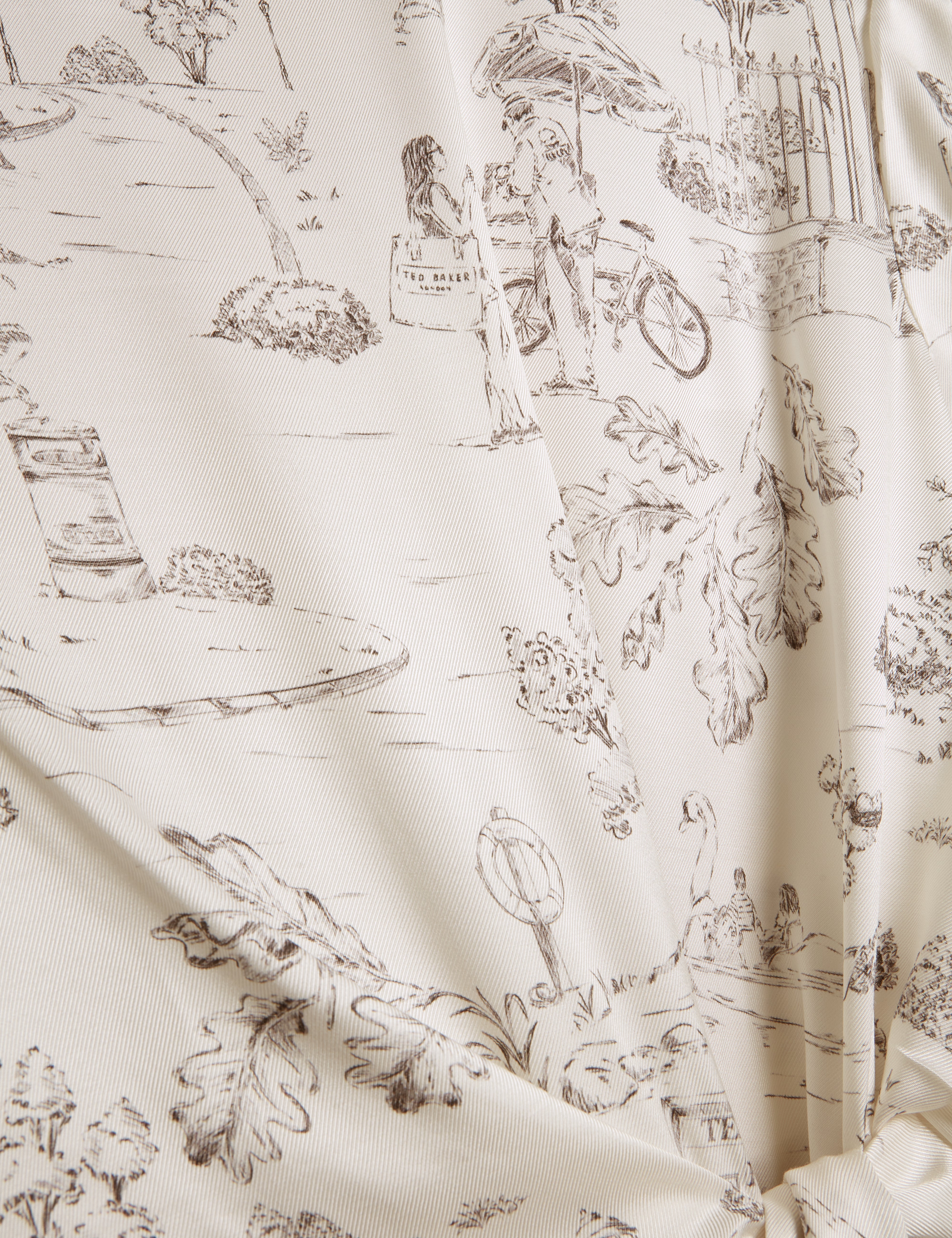 Dakohta Printed Tie Detail Midi T-Shirt Dress Ivory