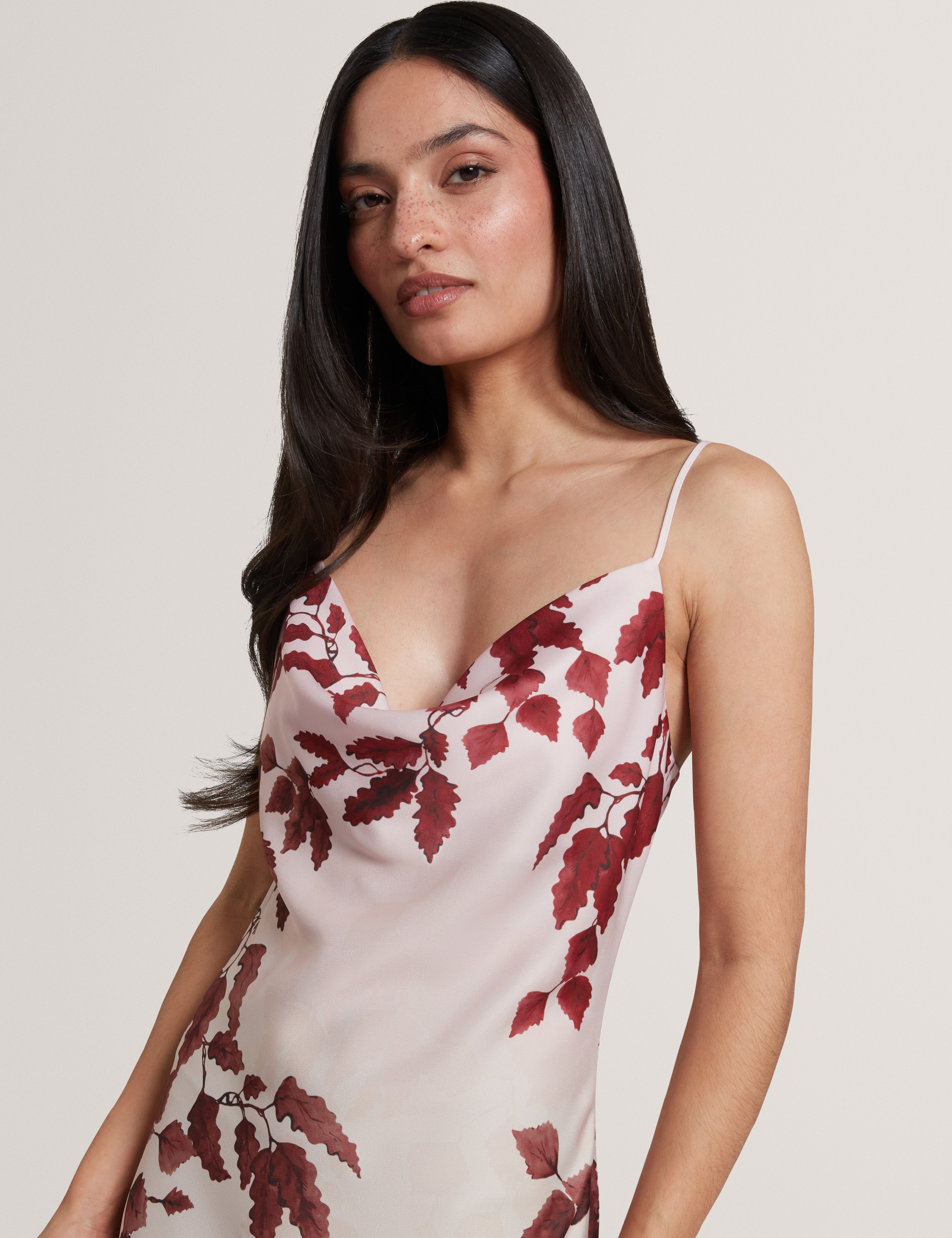 Lottiia Cami Cowl Bias Cut Midi Dress Rosegd-Col