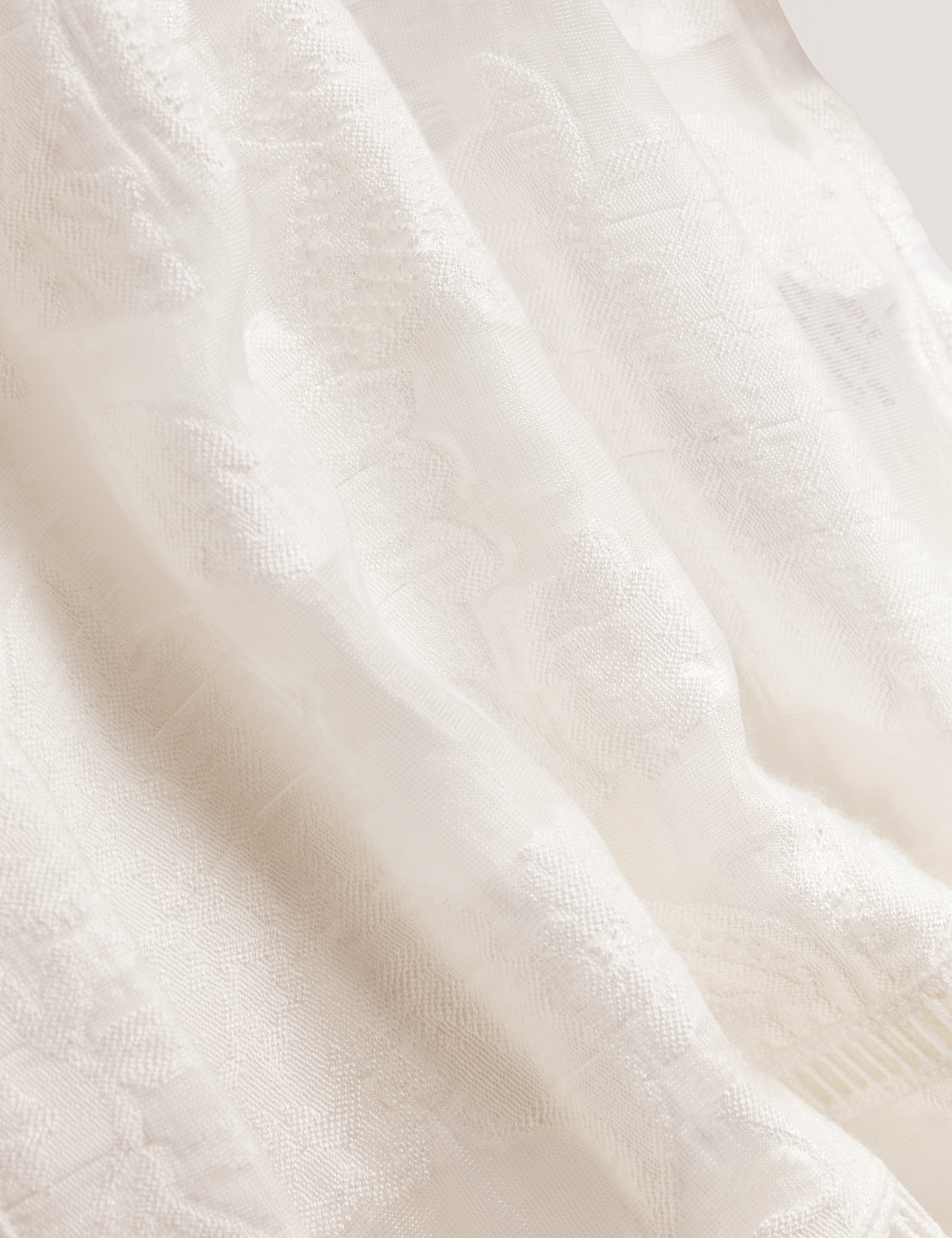 Khayt Textured Boxy Shirt With Ladder Trim White