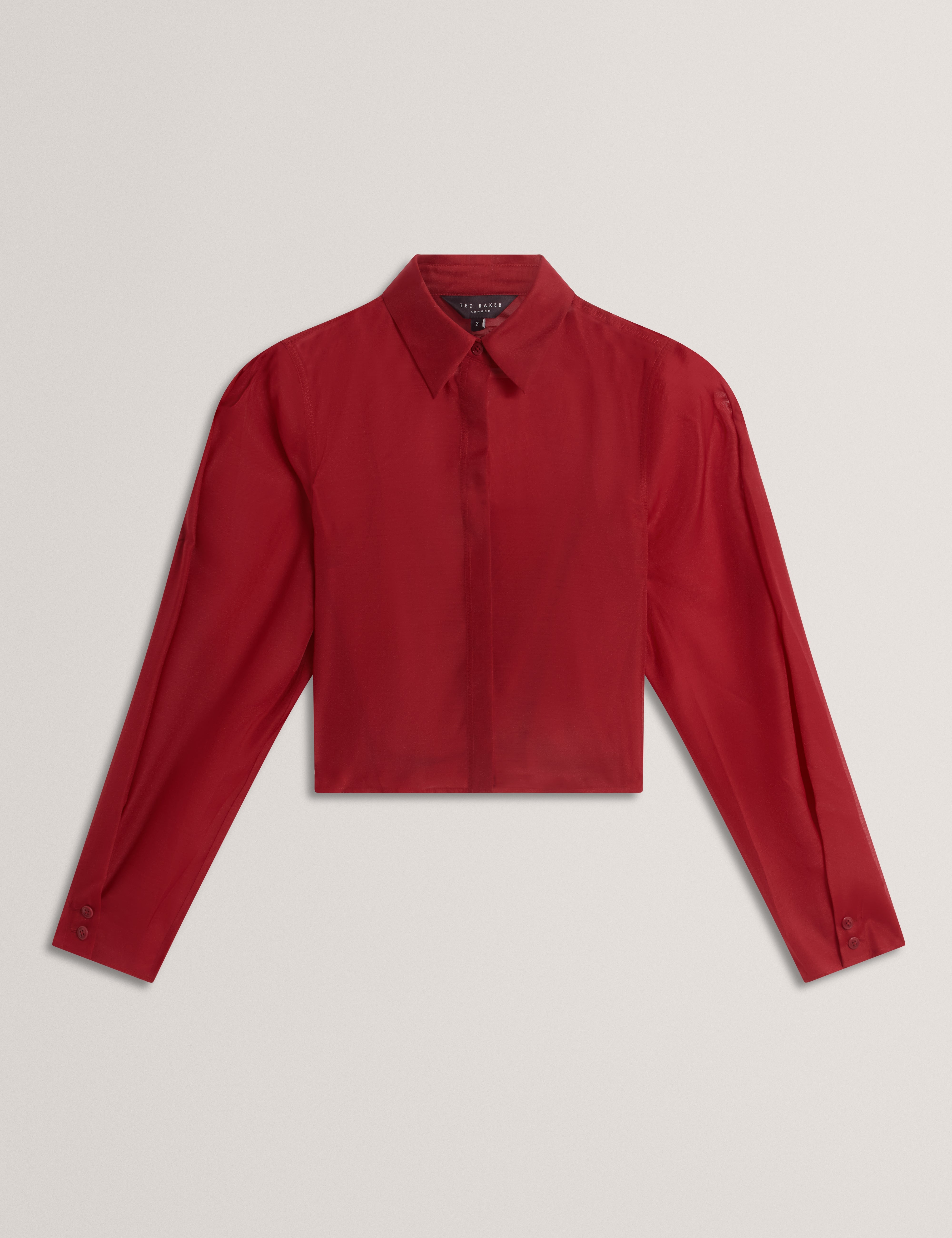 Tilliia Cropped Organza Shirt With Cuff Detail Dk-Red