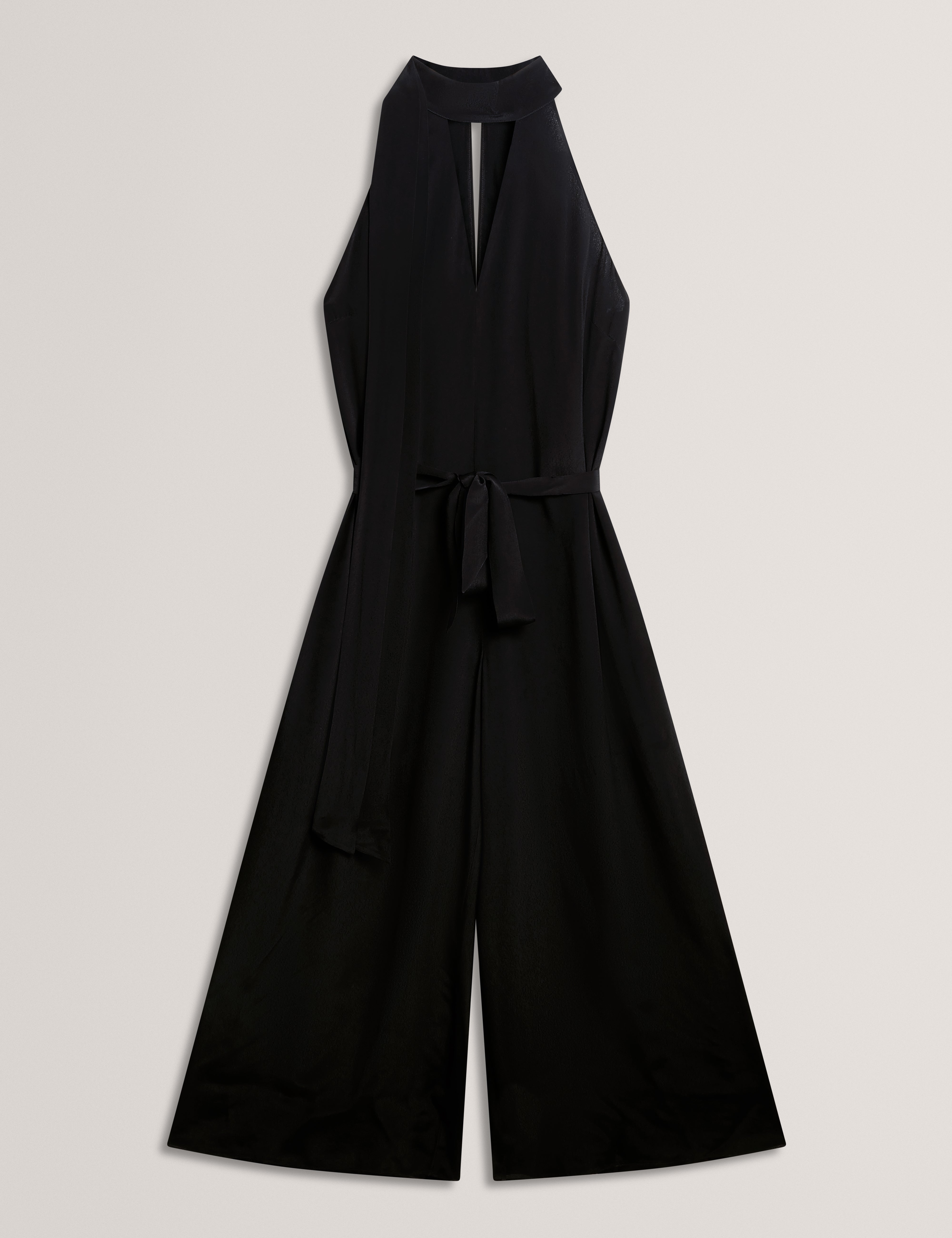Chiva Sleeveless Tie Neck Detail Jumpsuit Black