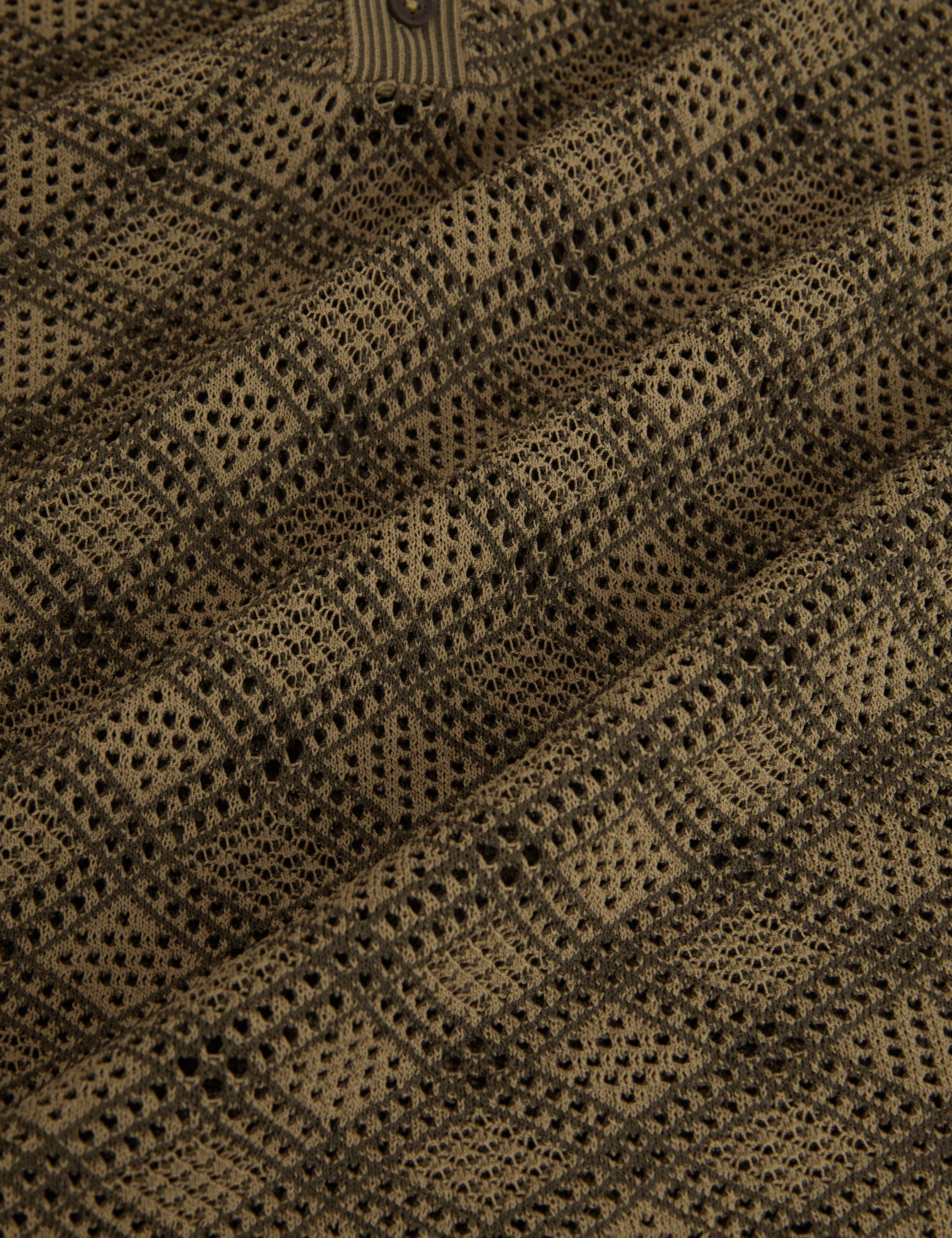 Helme Ss Geometric Stitch Polo Khaki