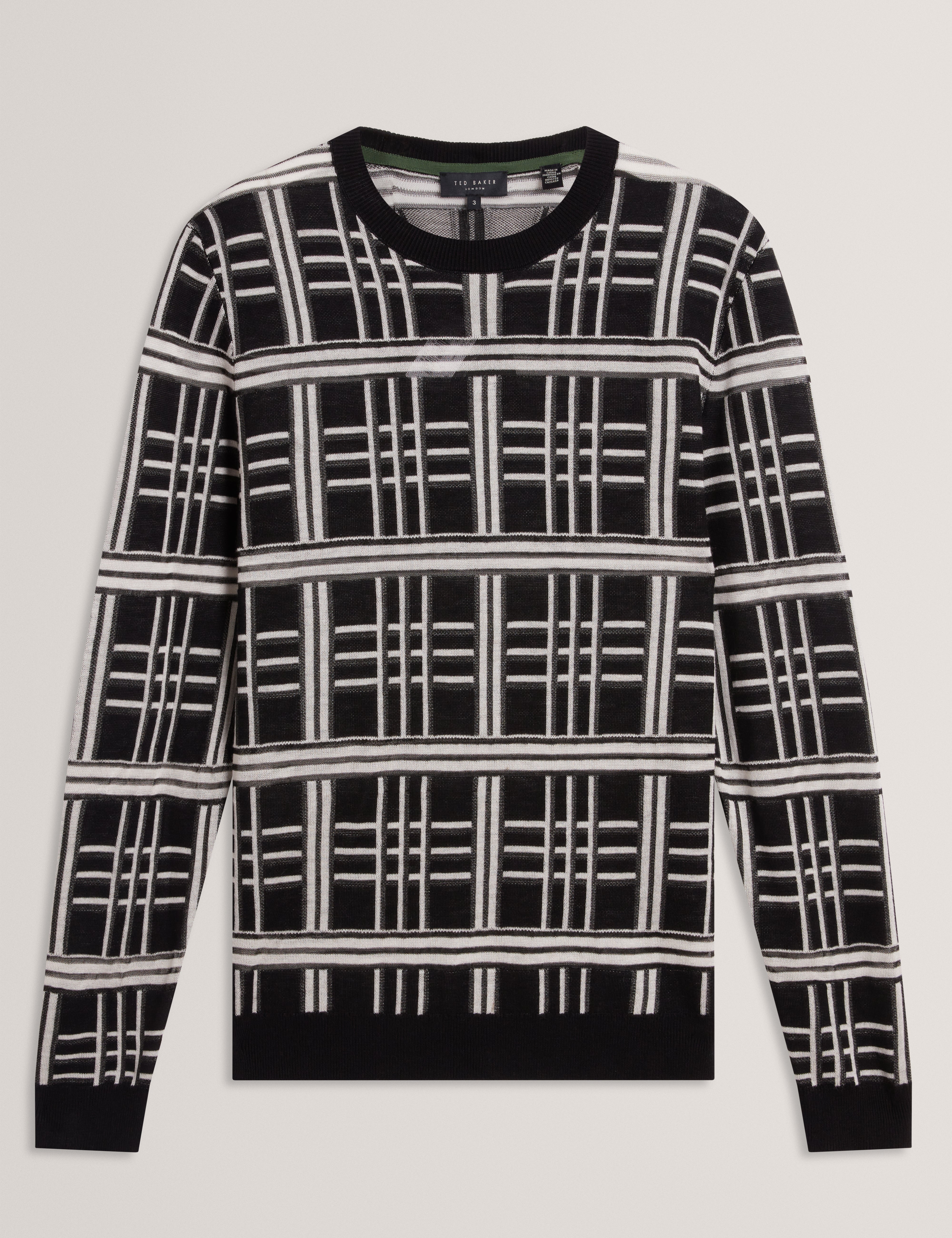Eatton Check Stitch Crew Neck Black
