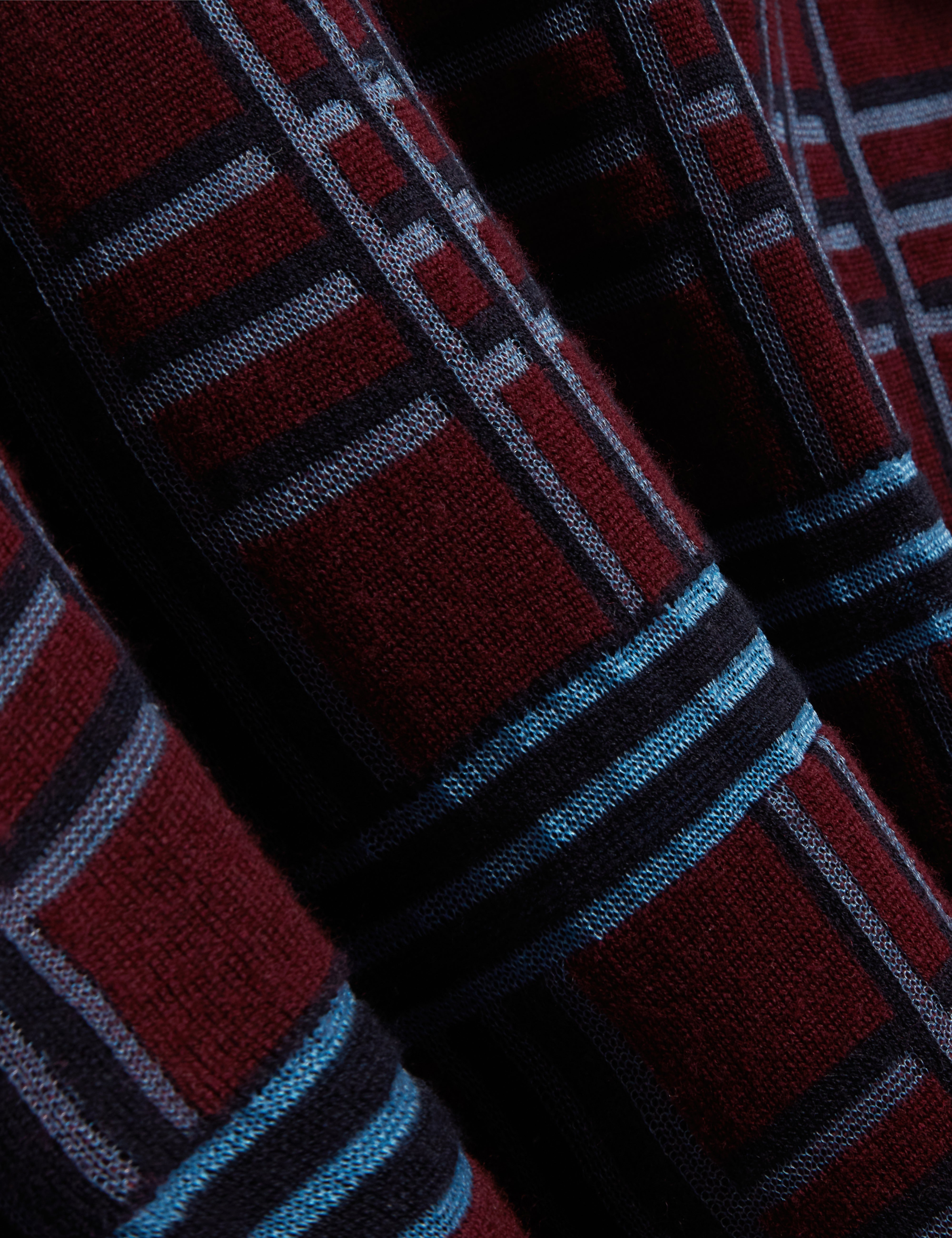 Eatton Check Stitch Crew Neck Maroon