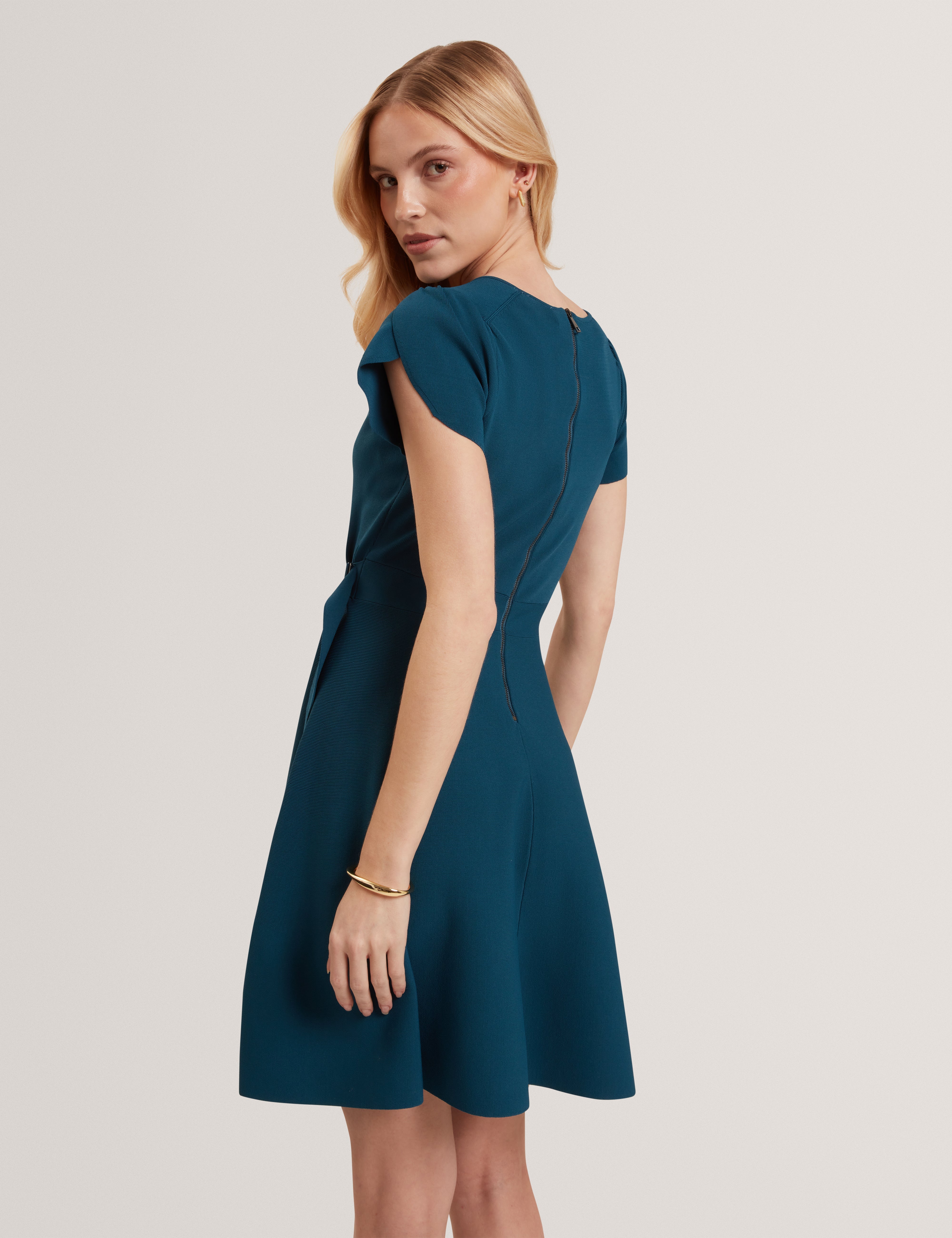 Ronella Scoop Neck Knitted Mini Dress Teal-Blue