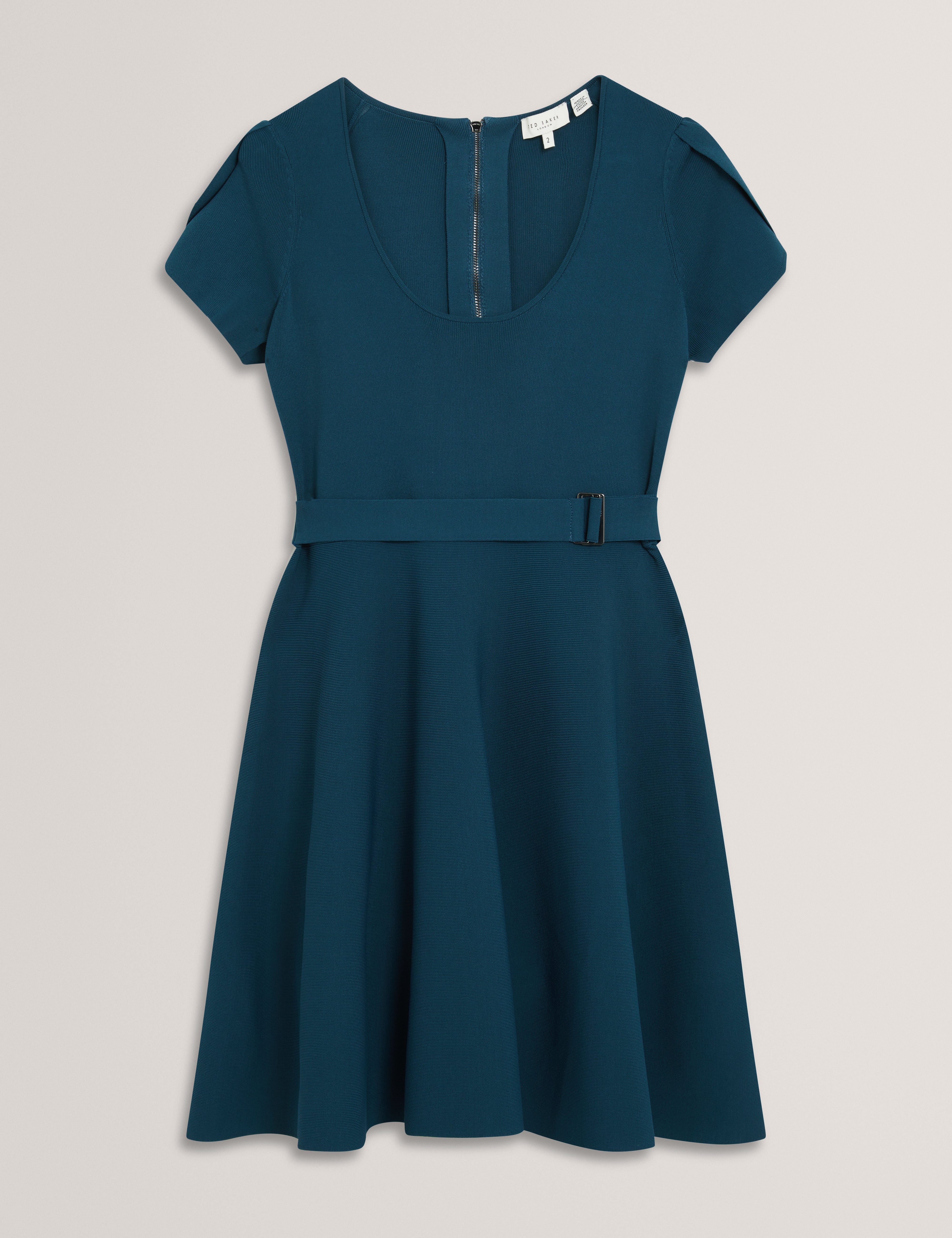 Ronella Scoop Neck Knitted Mini Dress Teal-Blue