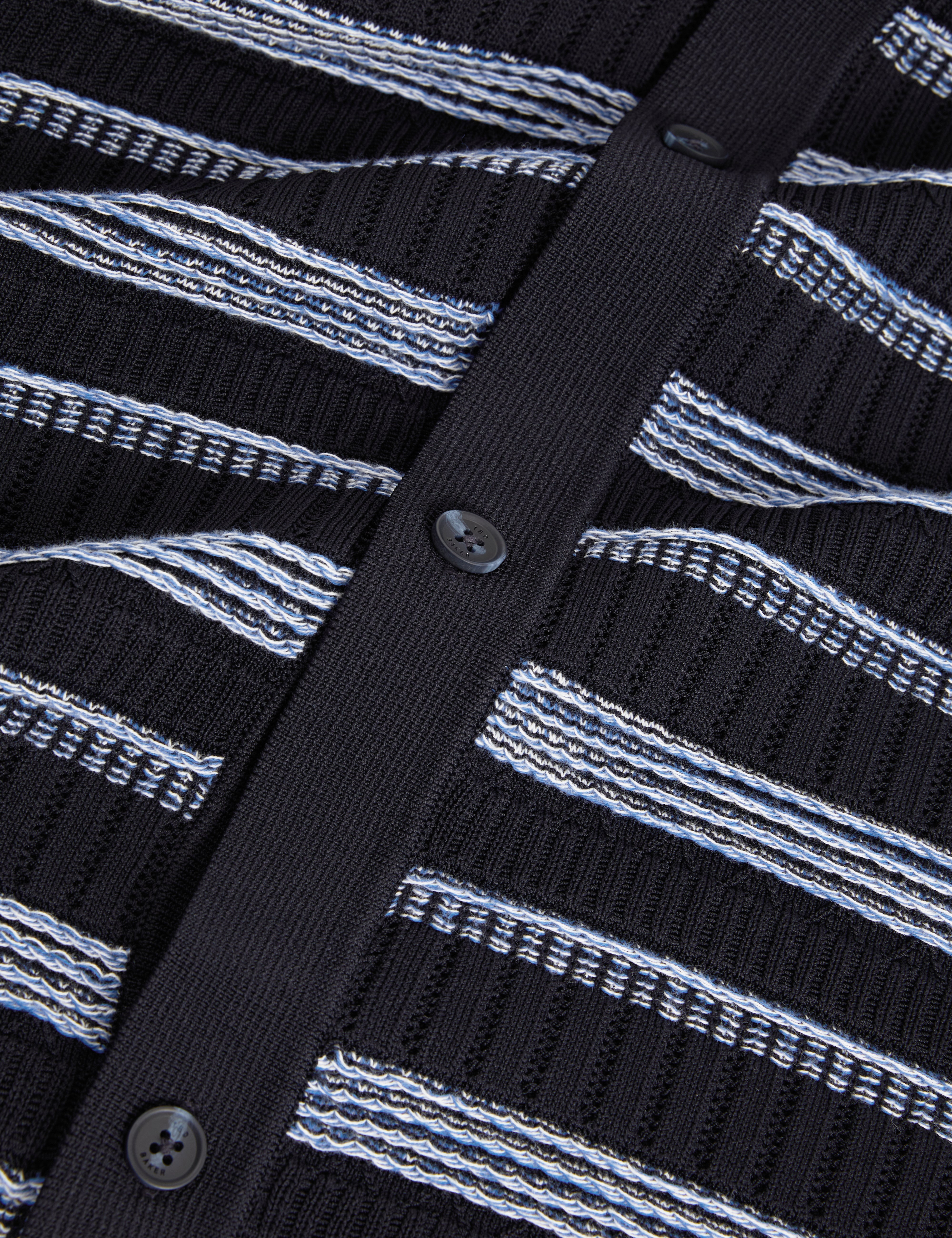 Florem Ss Stripe Stitch Interest Polo Navy