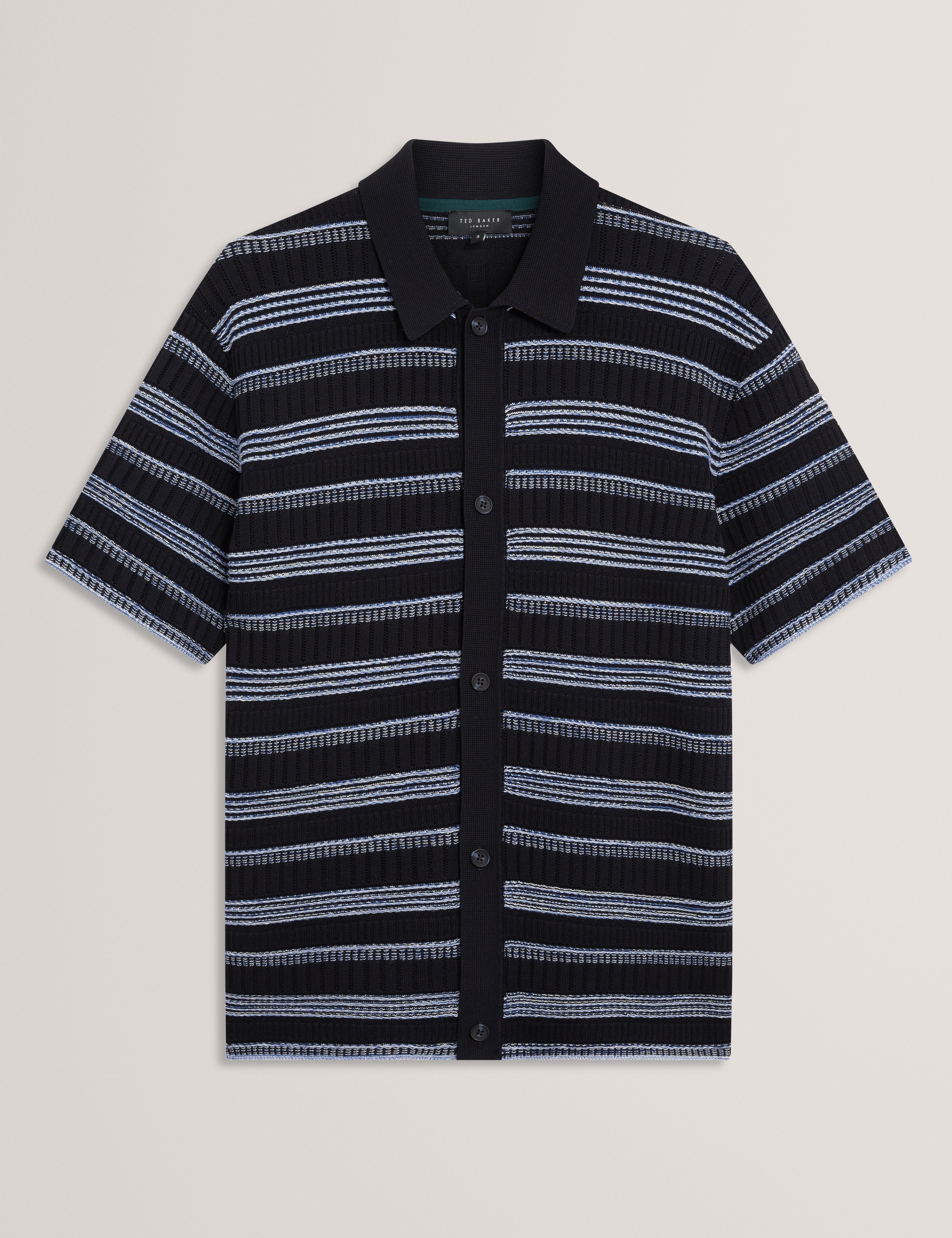 Florem Ss Stripe Stitch Interest Polo Navy