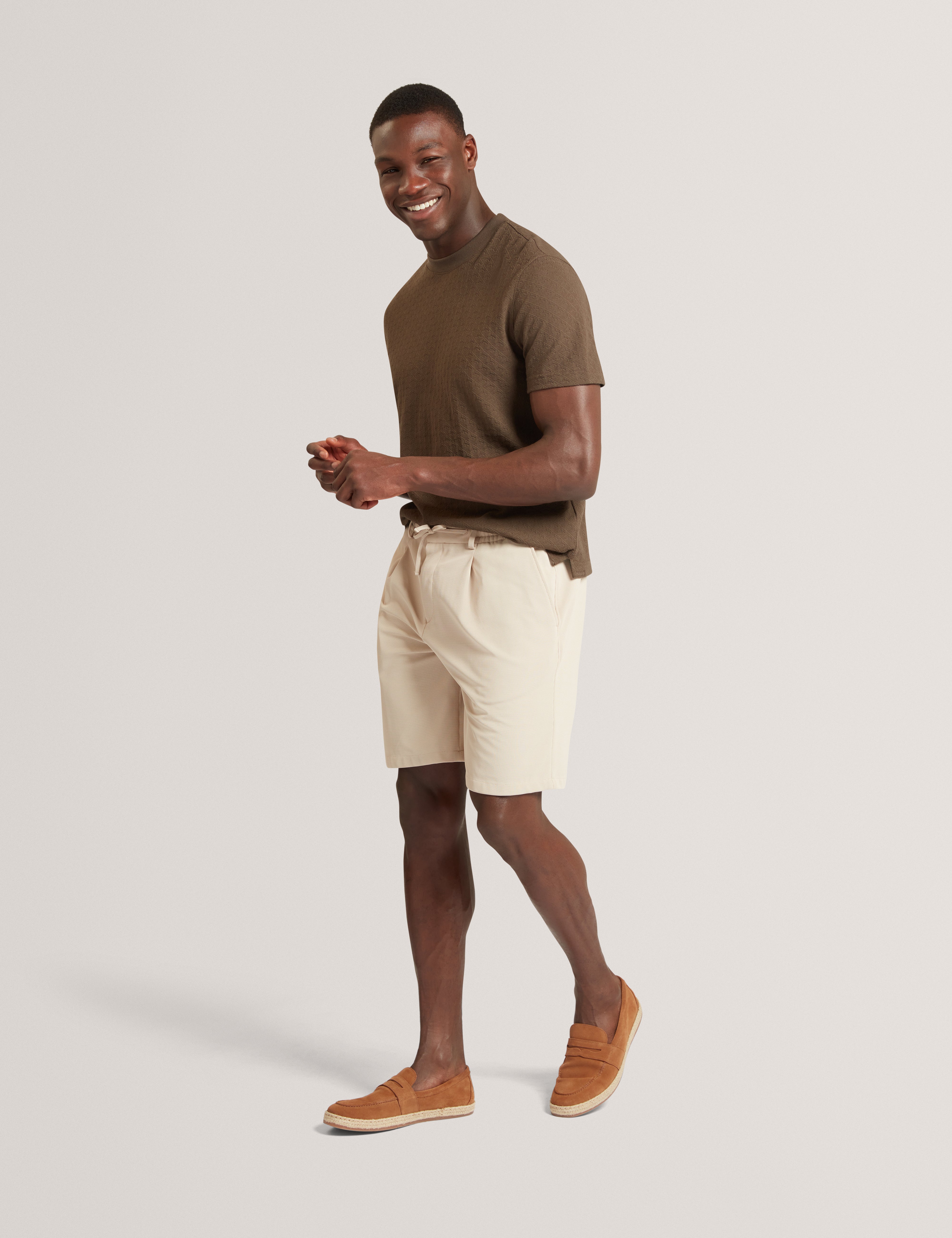 Eldonn Ss Textured T-Shirt Dk-Brown