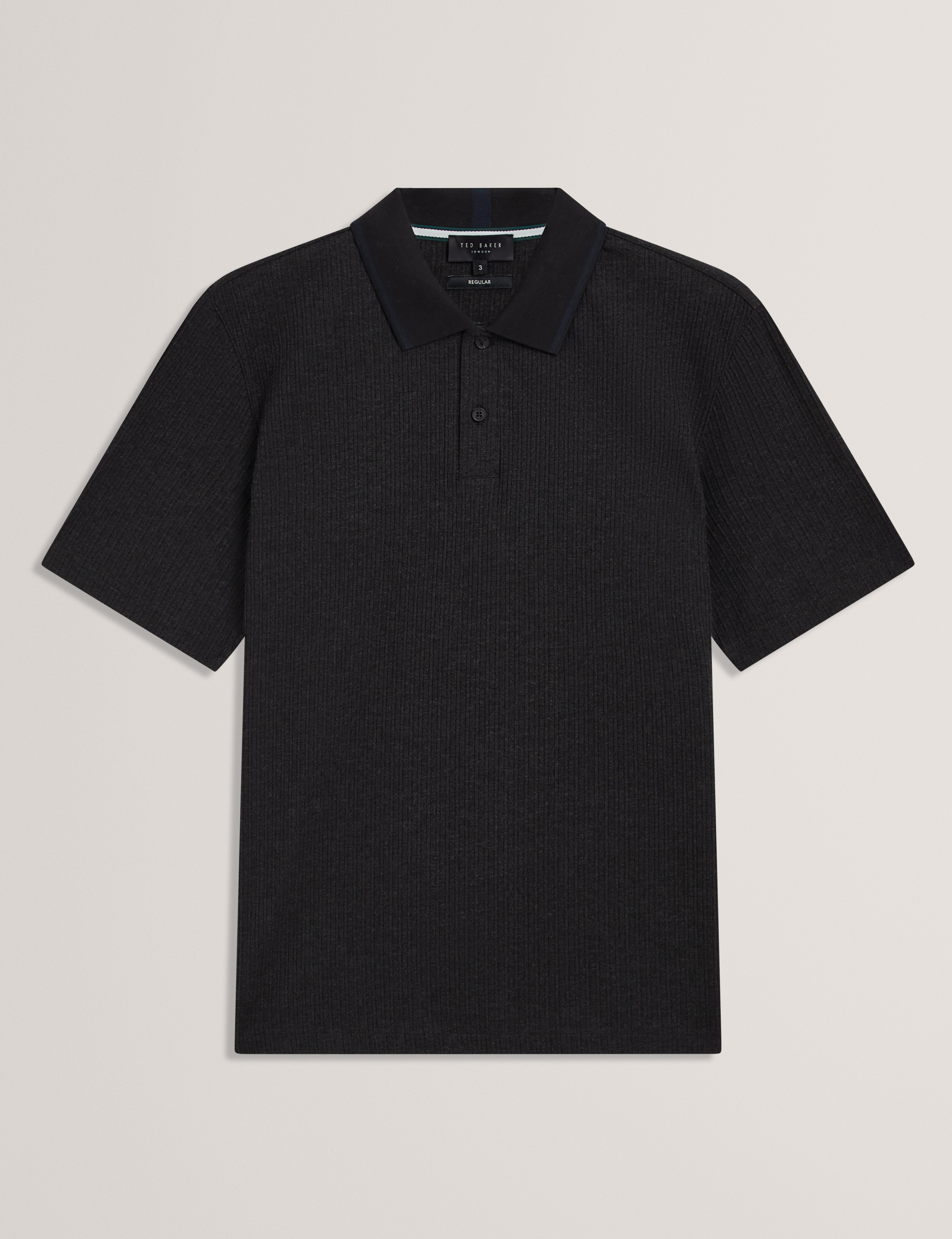 Hammon Short Sleeve Rib Stitch Detail Polo Black