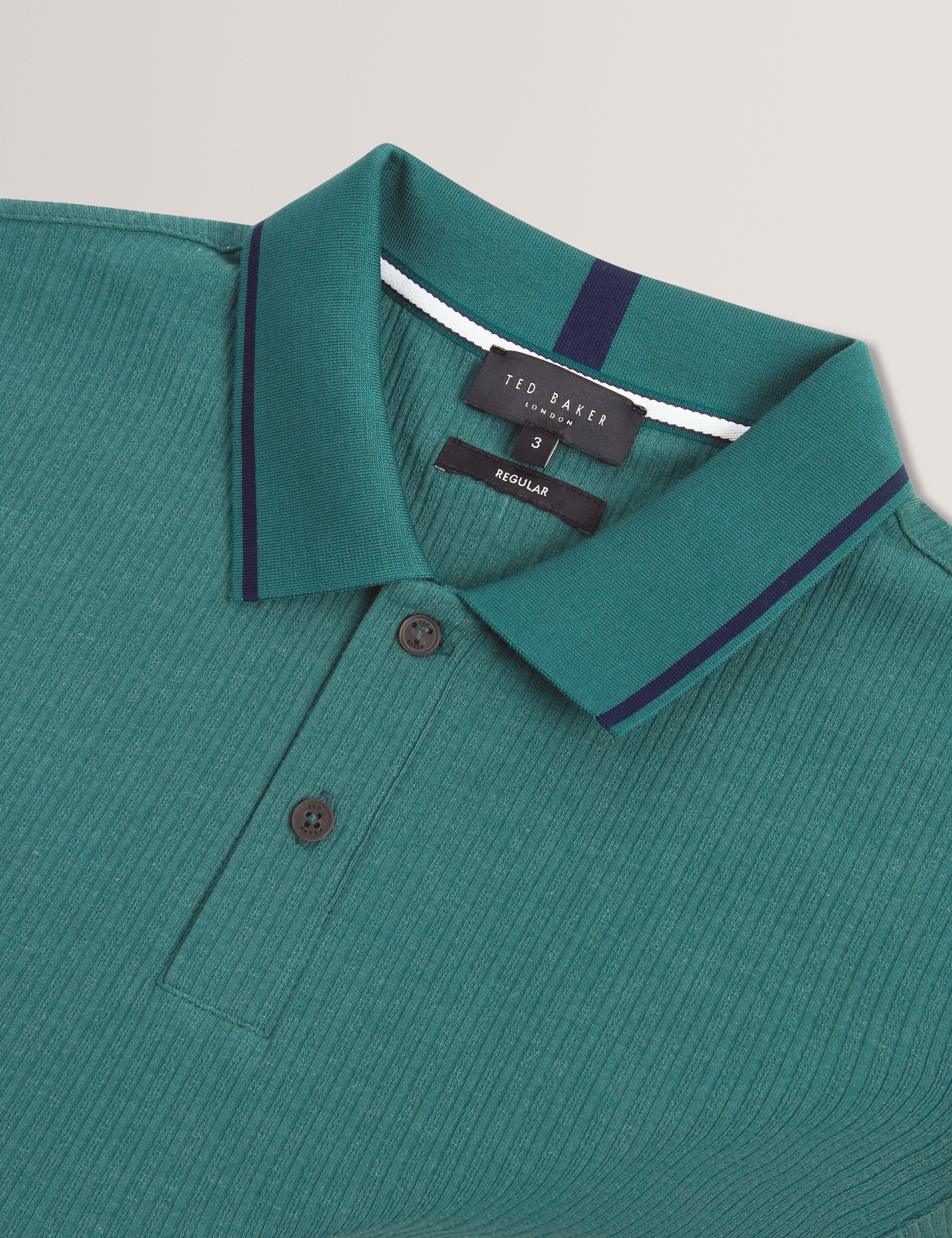 Hammon Short Sleeve Rib Stitch Detail Polo Dk-Green