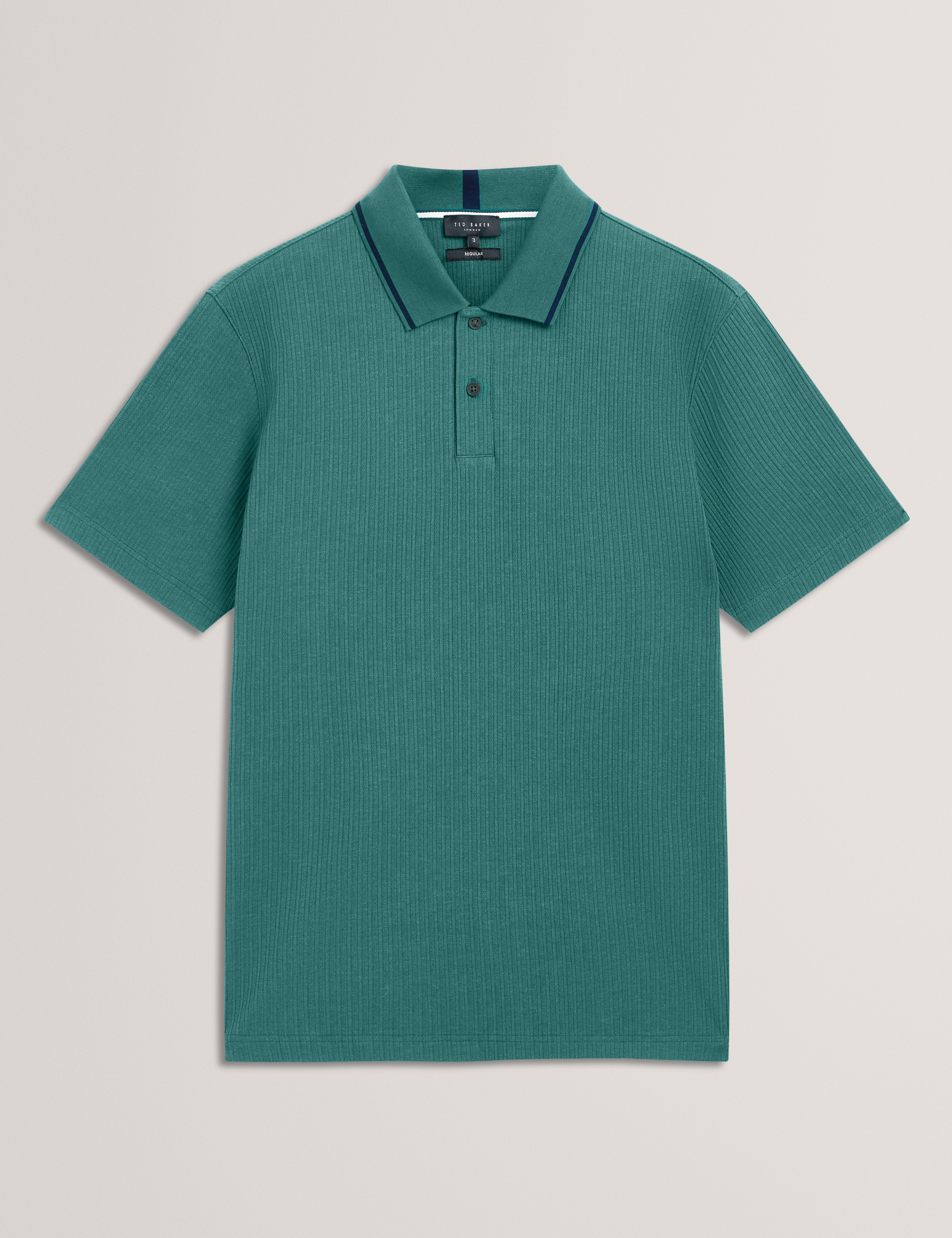Hammon Short Sleeve Rib Stitch Detail Polo Dk-Green