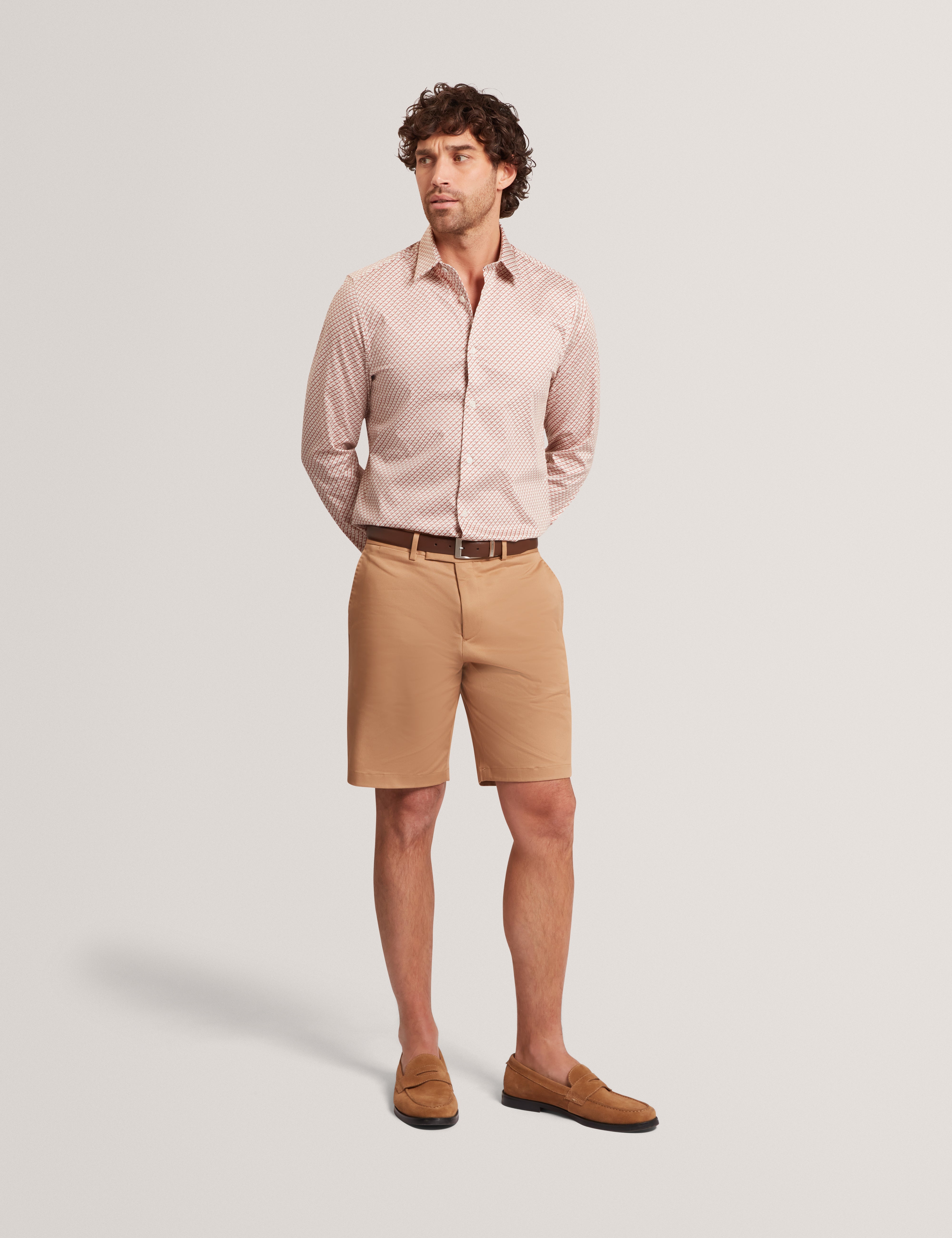 Grelish Ls Slim Micro Geo Shirt Stone